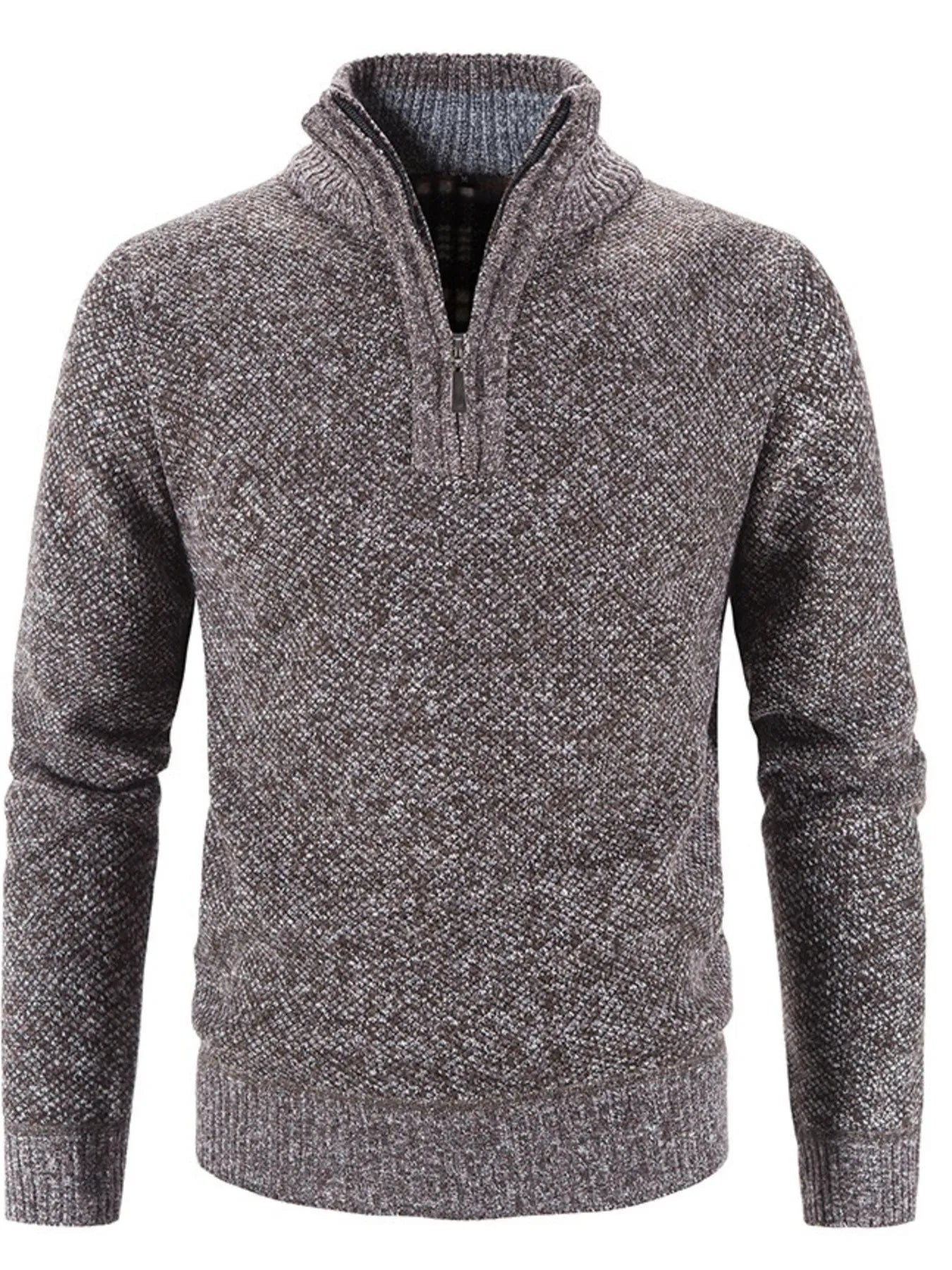 Men's Plus Size Quarter Zip Long Sleeve Sweater