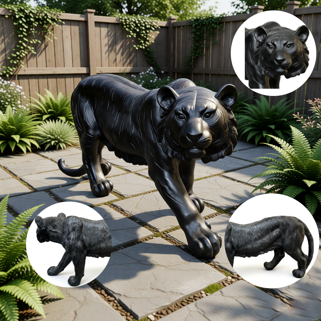 Simulated Black Tiger Resin Garden Statue