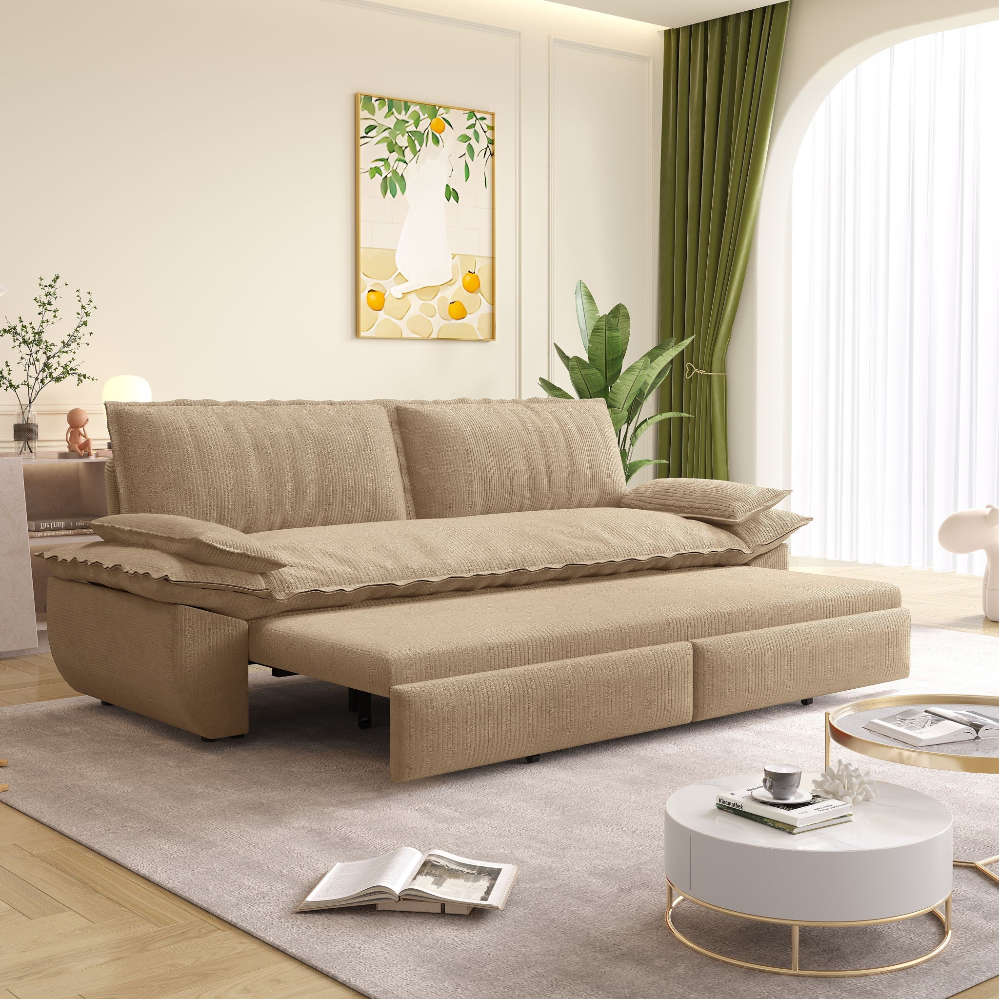 Queen Pull Out Bed, 3 In 1 Convertible Sleeper Sofa