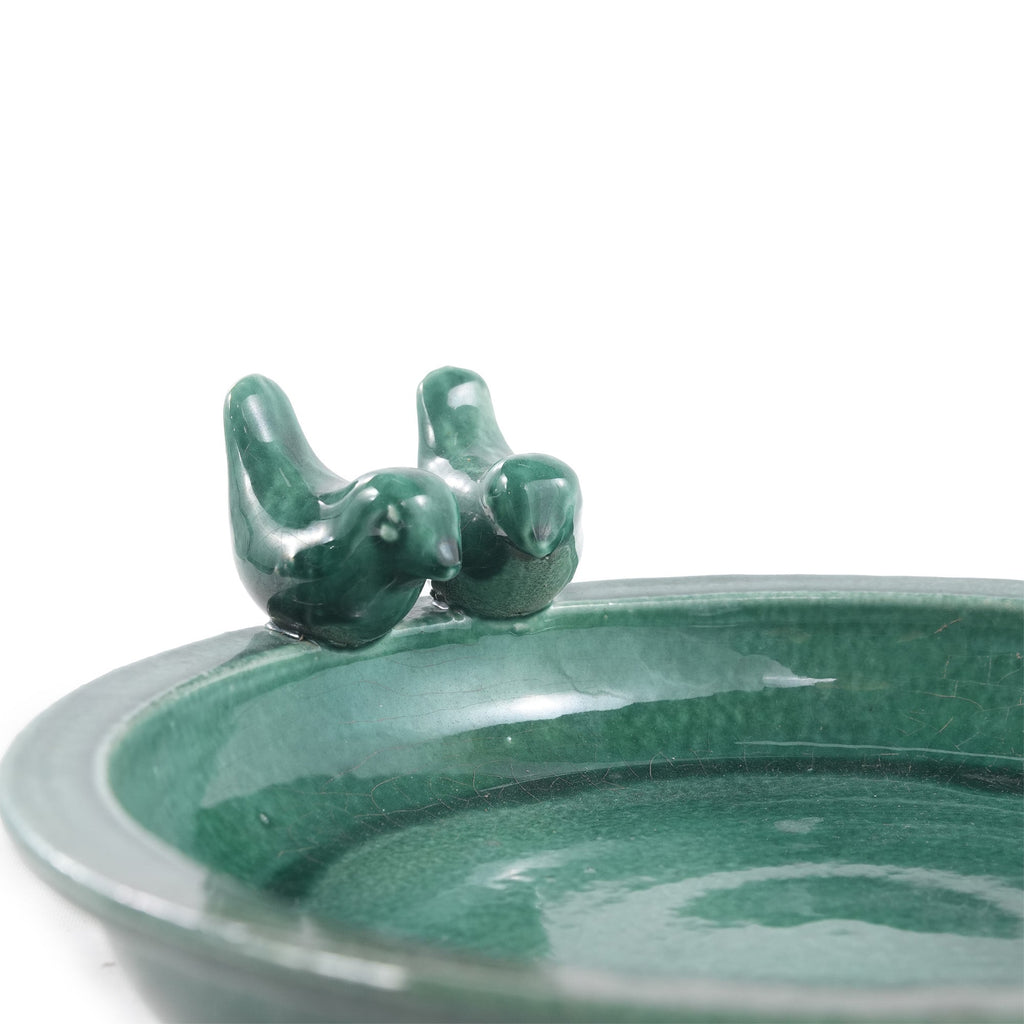 Handmade Ceramic Bird Bath, 11.8 Inch Forest