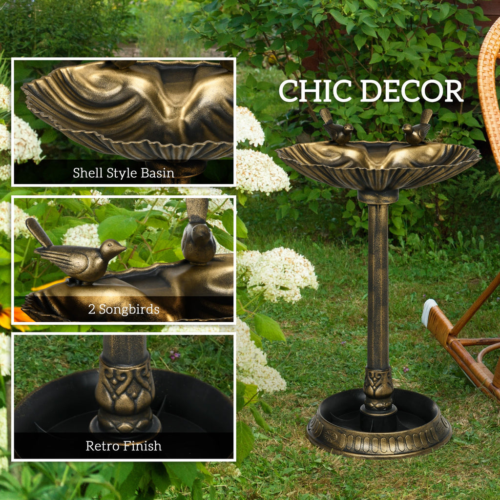Outsunny 32" Antique Bird Bath with Planter Base