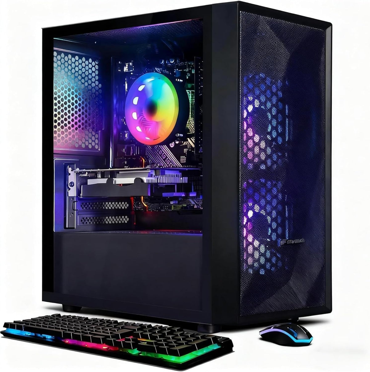 Stgaubron Gaming PC Desktop Computer, Intel Core I7 up to 3.9Ghz, Radeon RX 580 8G, 32GB RAM, 512GB SSD, Wifi 6, BT 5.0, RGB Fan X3, Windows 11 Home, White