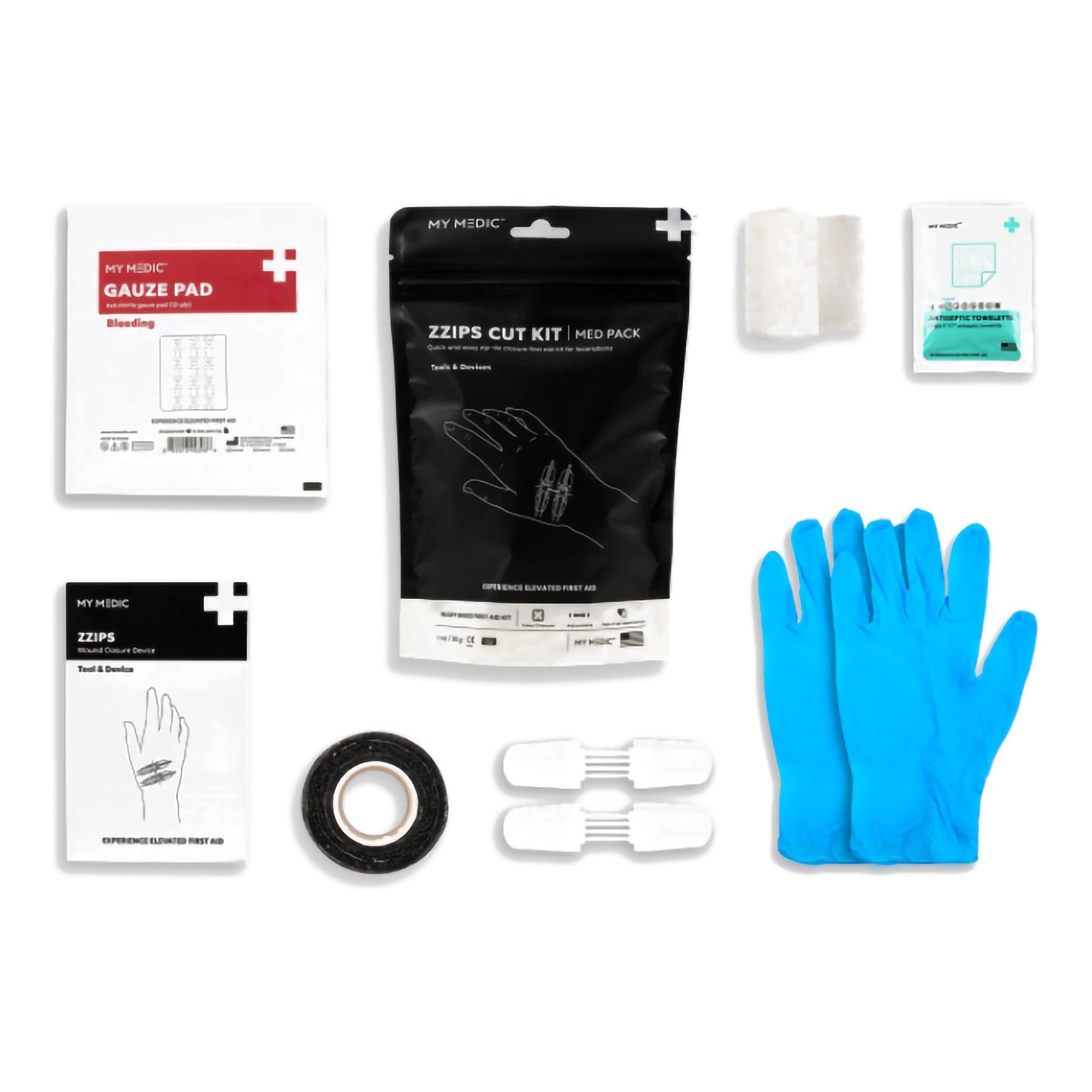 Med Packs™ Zzips First Aid Kit for Cuts, Lacerations in Portable Pouch MM-SPL-MD-PK-ZZIP-CUT-EA