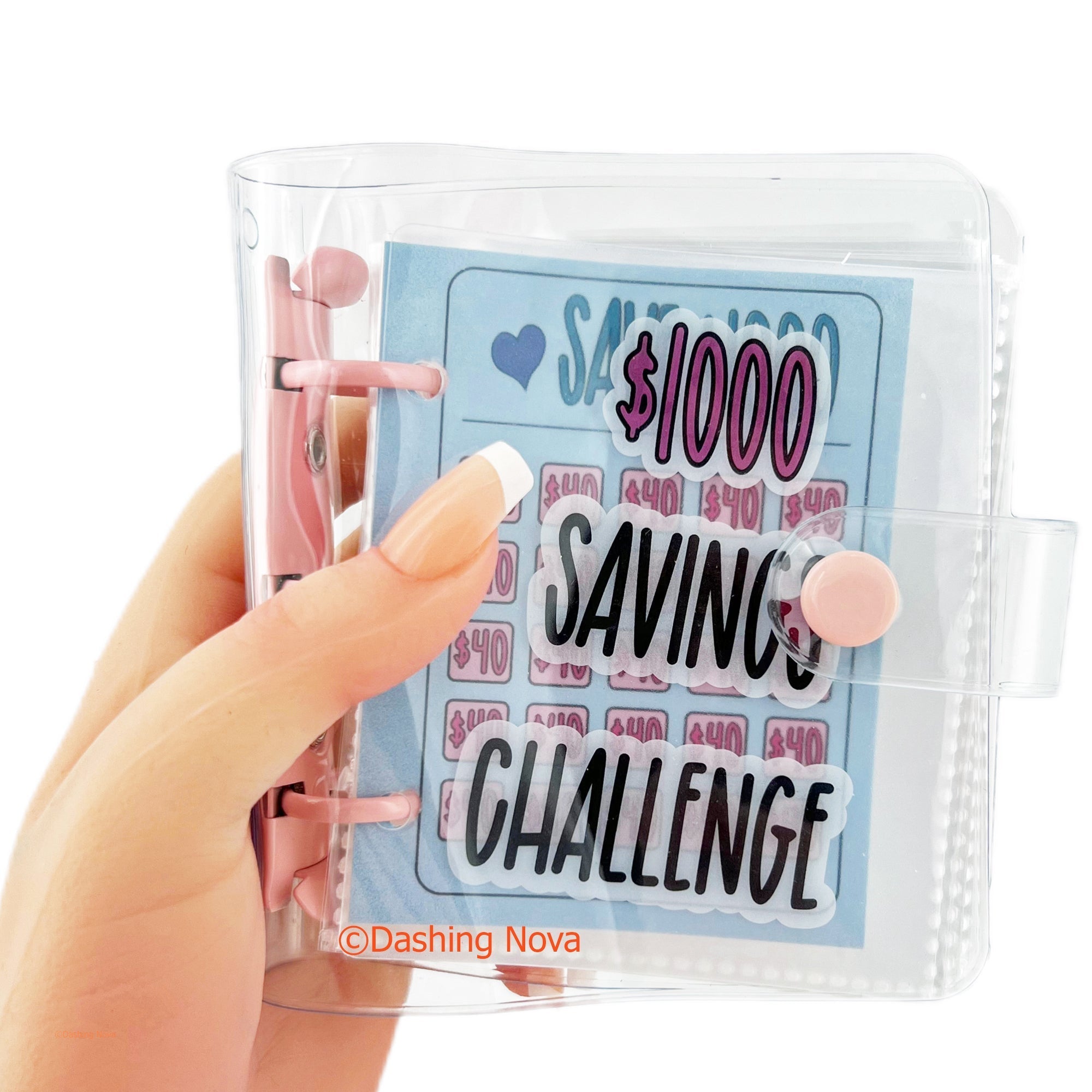 Money Saving Binder – $1000 Challenge Organizer with Clear Cover