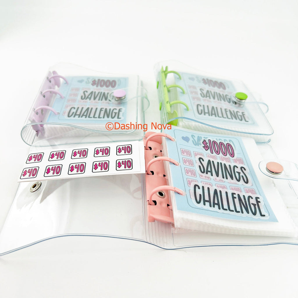 Money Saving Binder – $1000 Challenge Organizer with Clear Cover