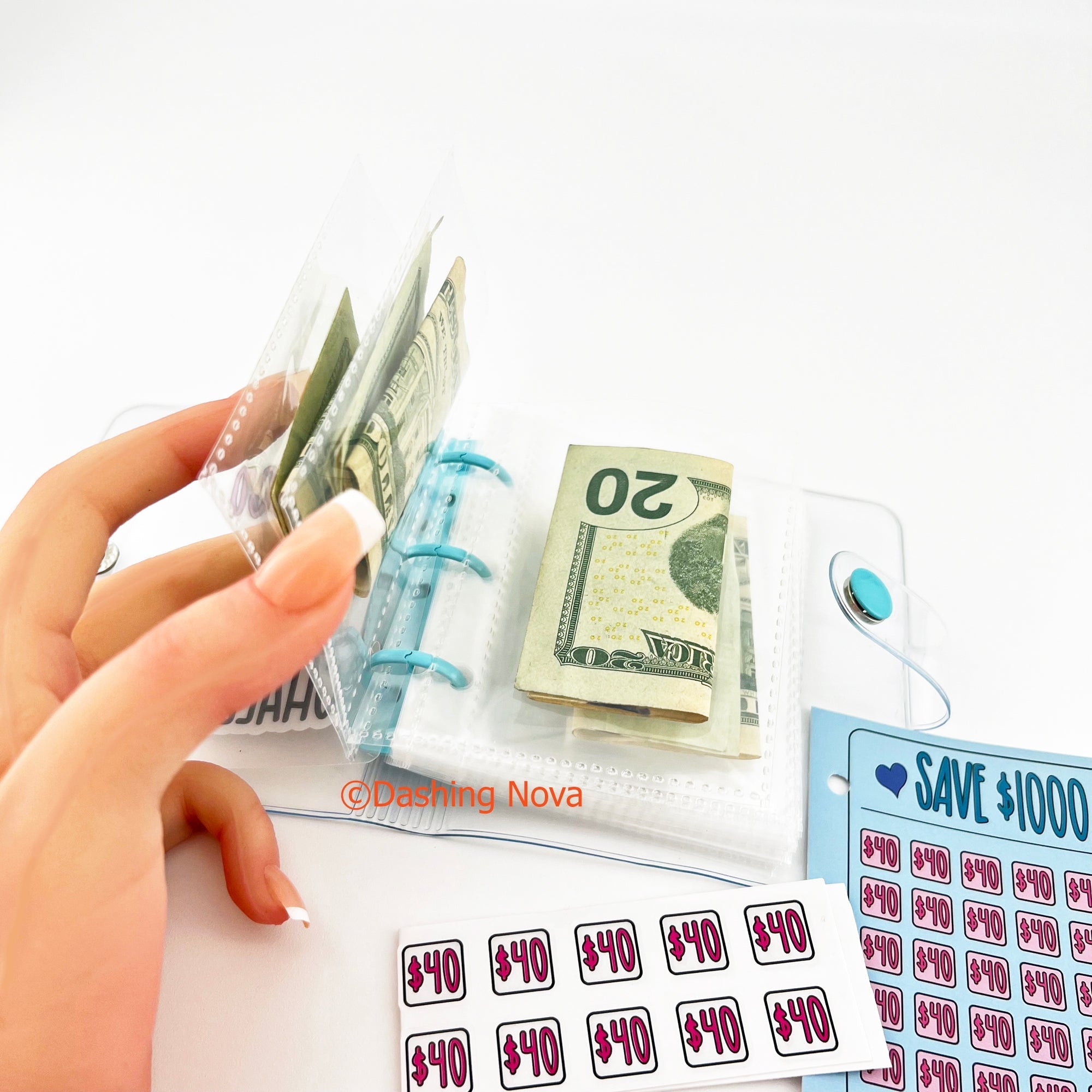 Money Saving Binder – $1000 Challenge Organizer with Clear Cover