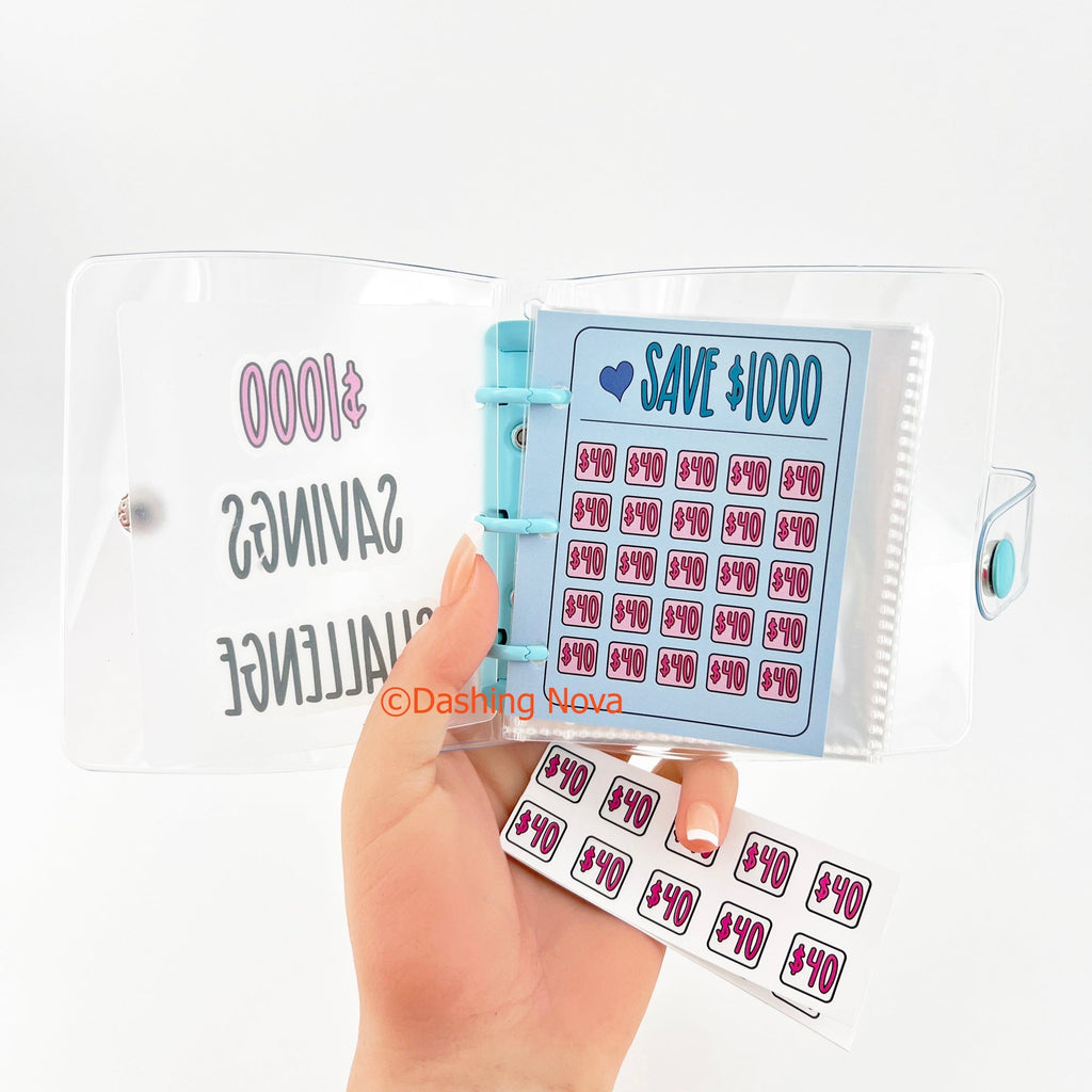 Money Saving Binder – $1000 Challenge Organizer with Clear Cover