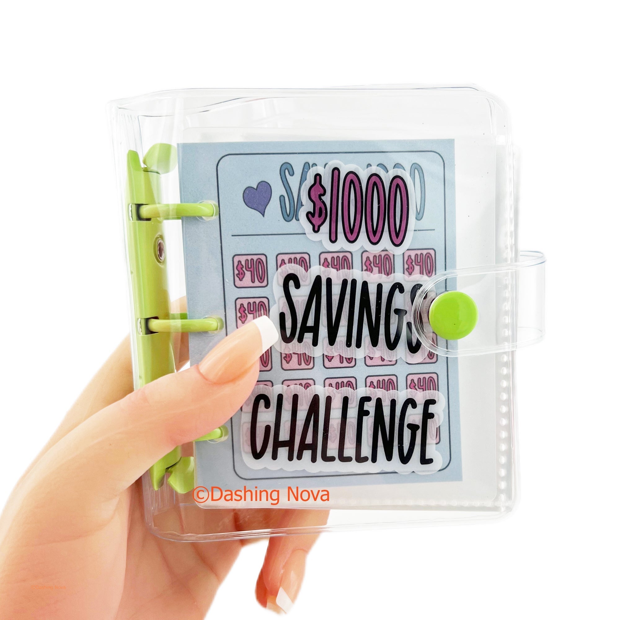 Money Saving Binder – $1000 Challenge Organizer with Clear Cover