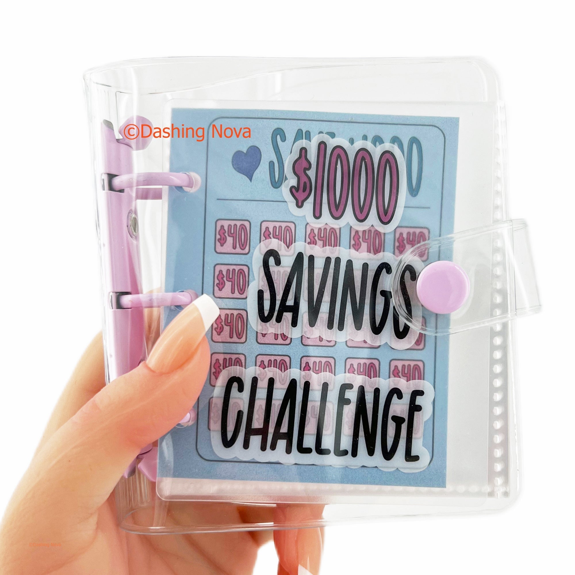 Money Saving Binder – $1000 Challenge Organizer with Clear Cover