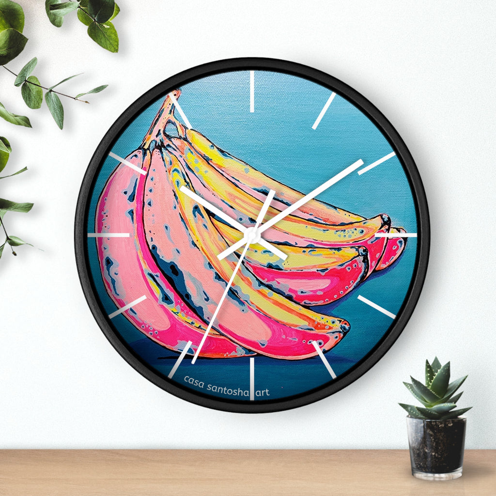 Neon Bananas Pop Art Wall Clock