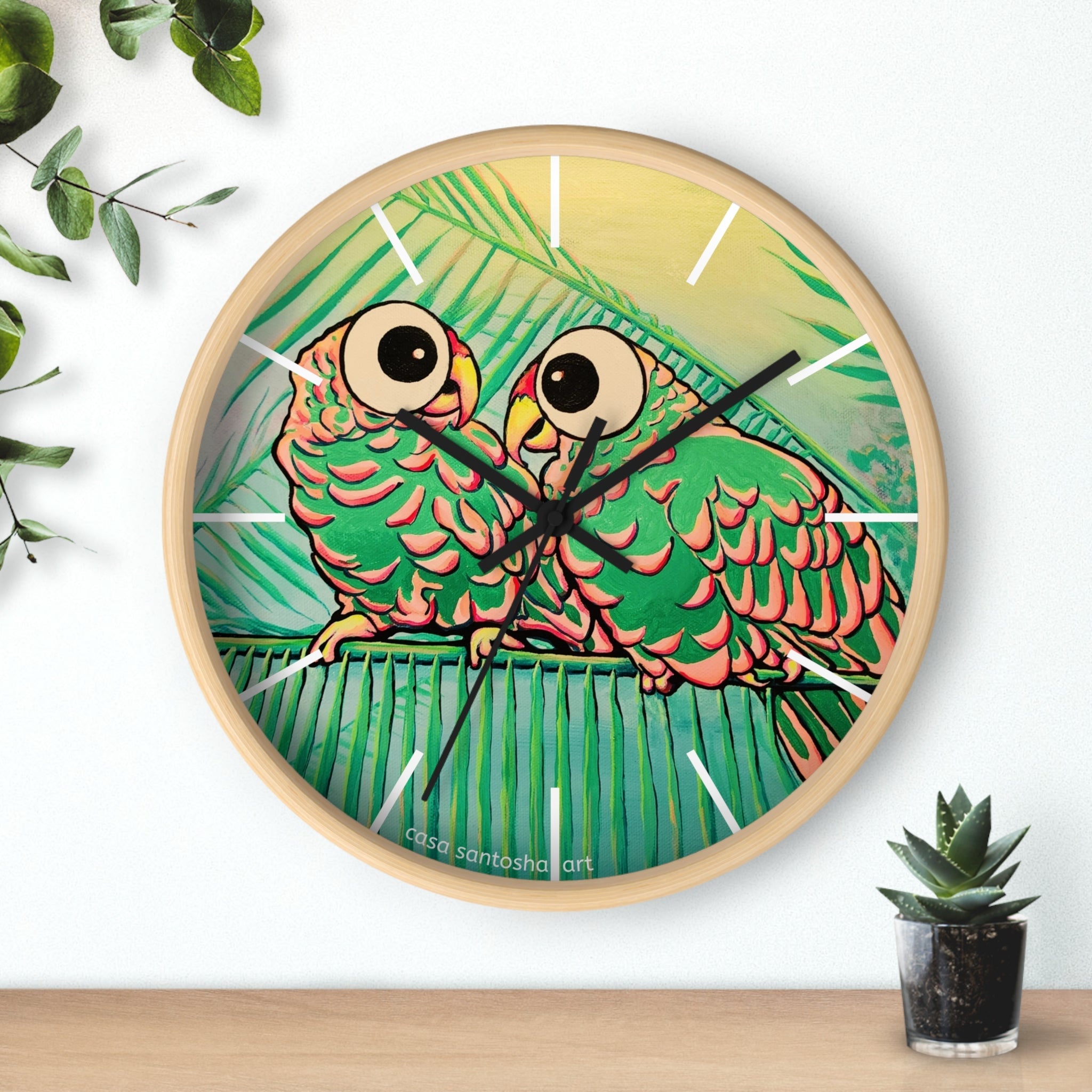 Chatty Cyclops Parrots Pop Art Wall Clock