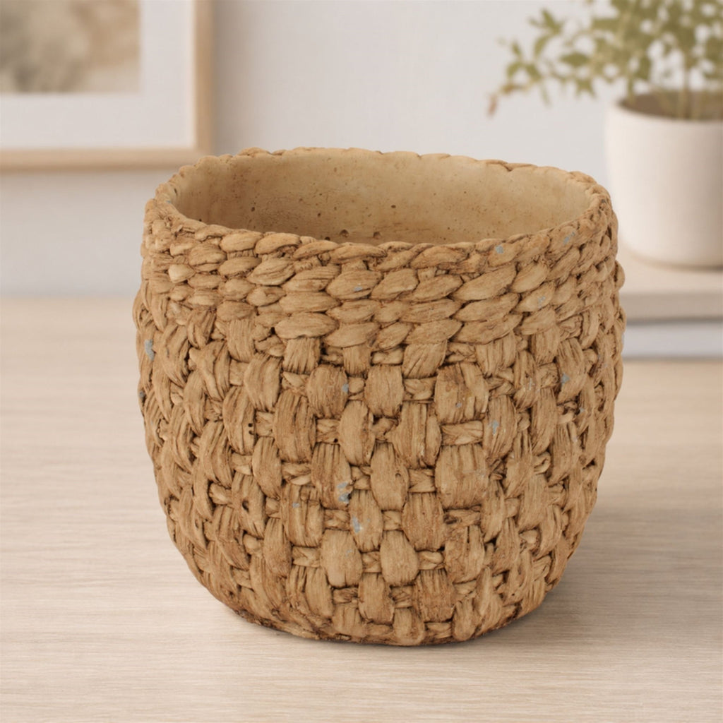 Woven Texture Cement Planter 7"D