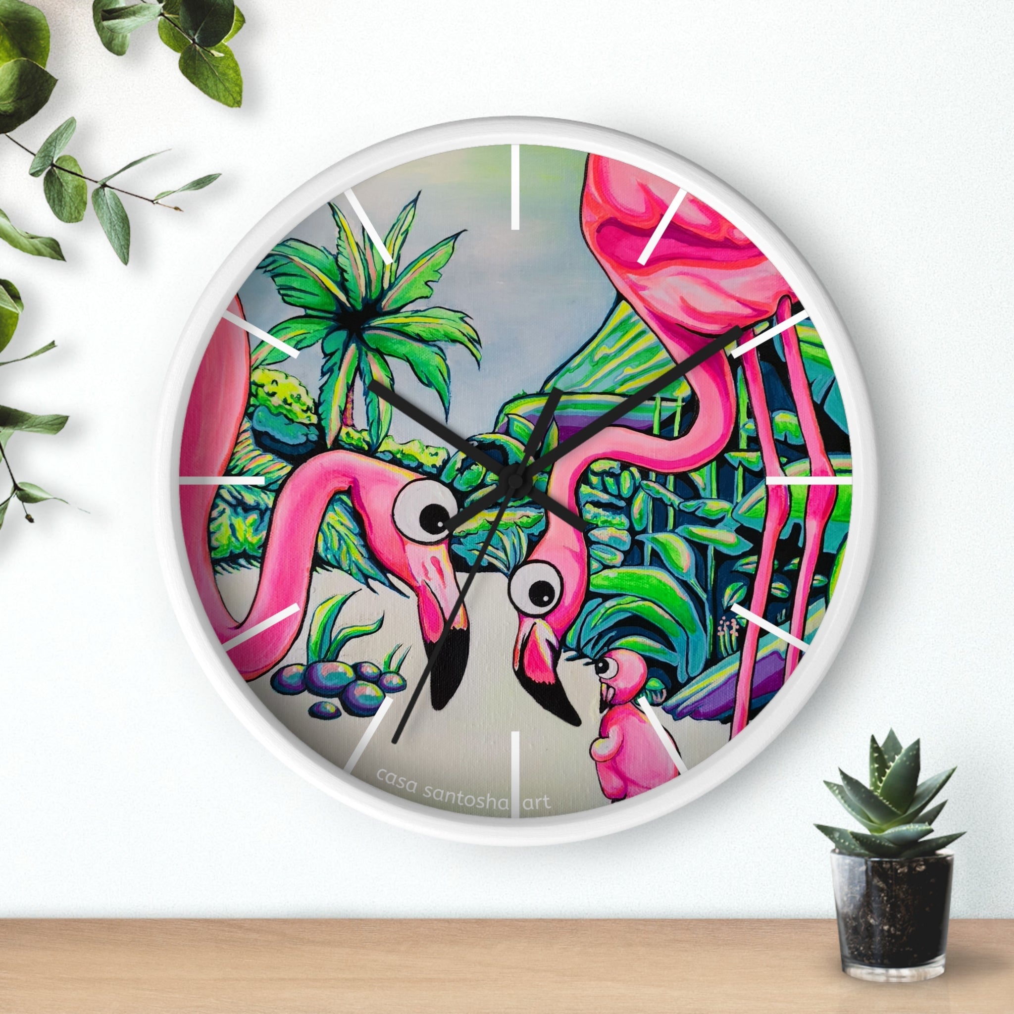 Cyclops Flamingo Family Pop Art Wall Clock