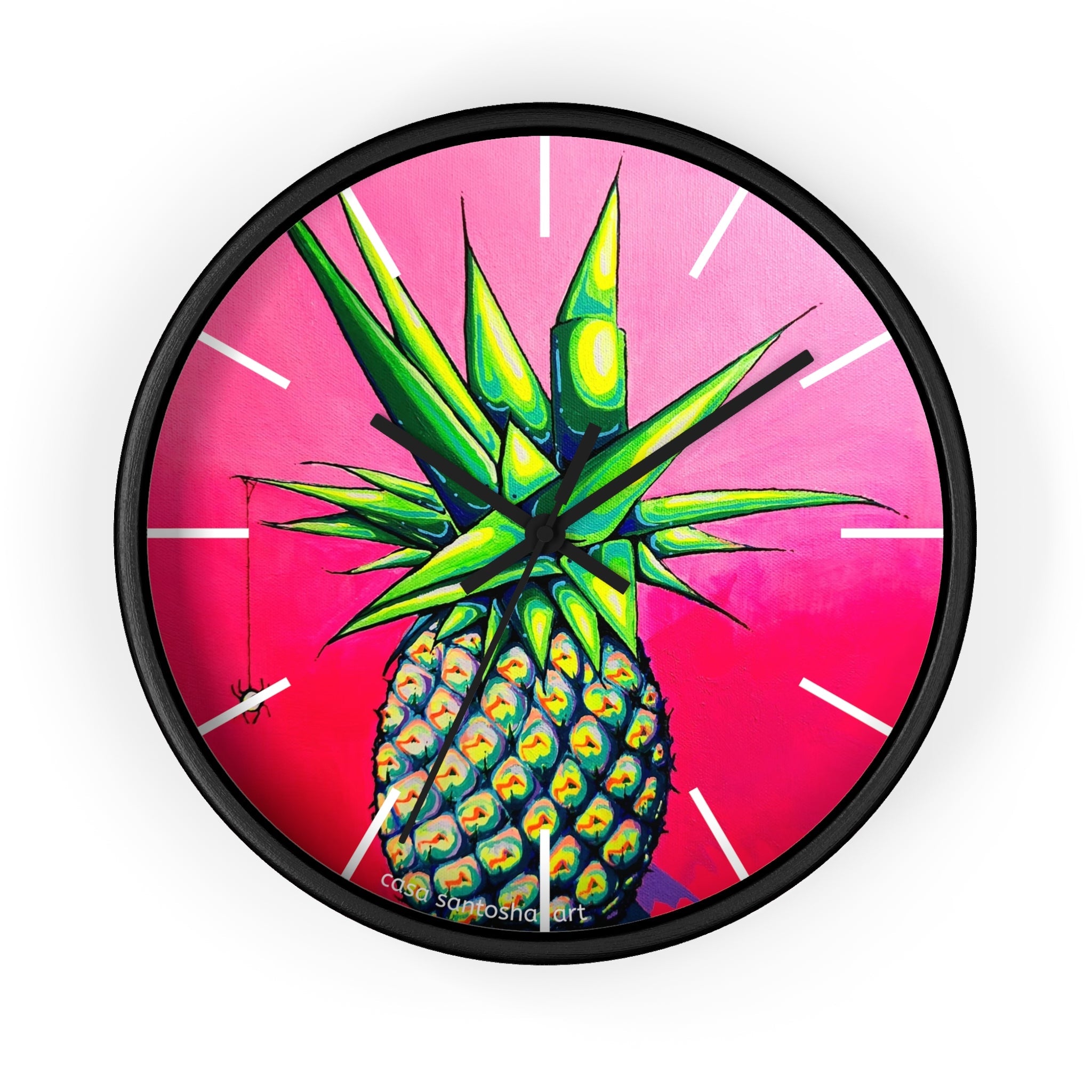 Neon Pineapple Pop Art Wall Clock