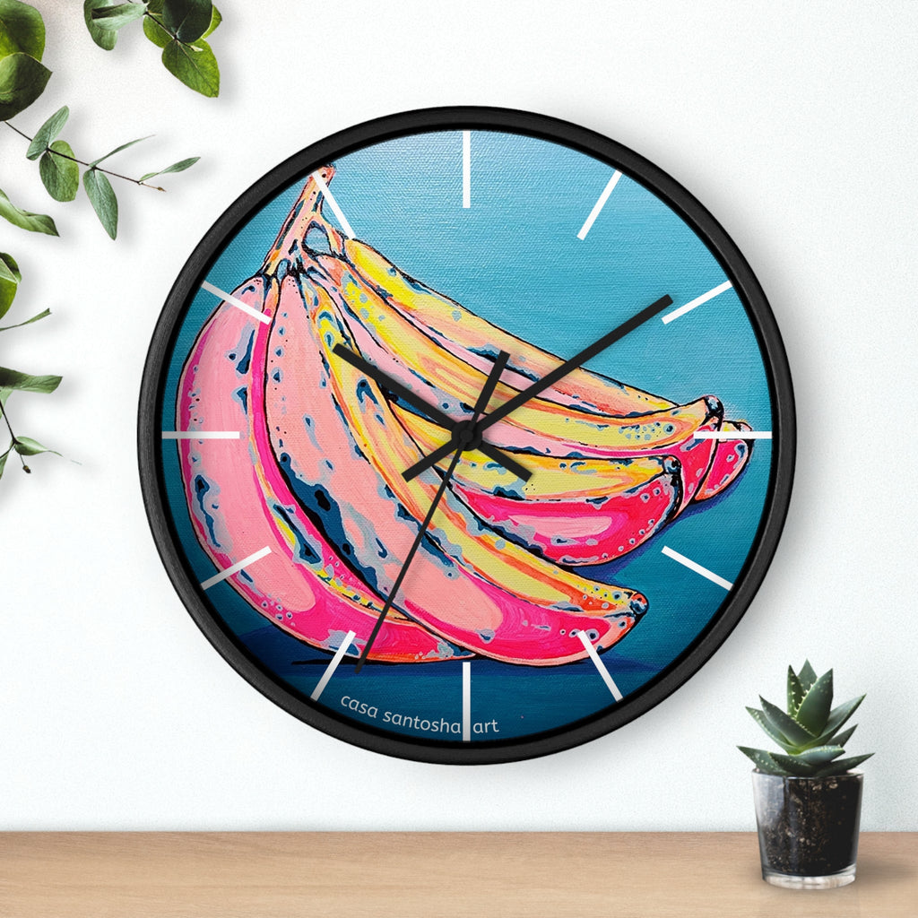 Neon Bananas Pop Art Wall Clock