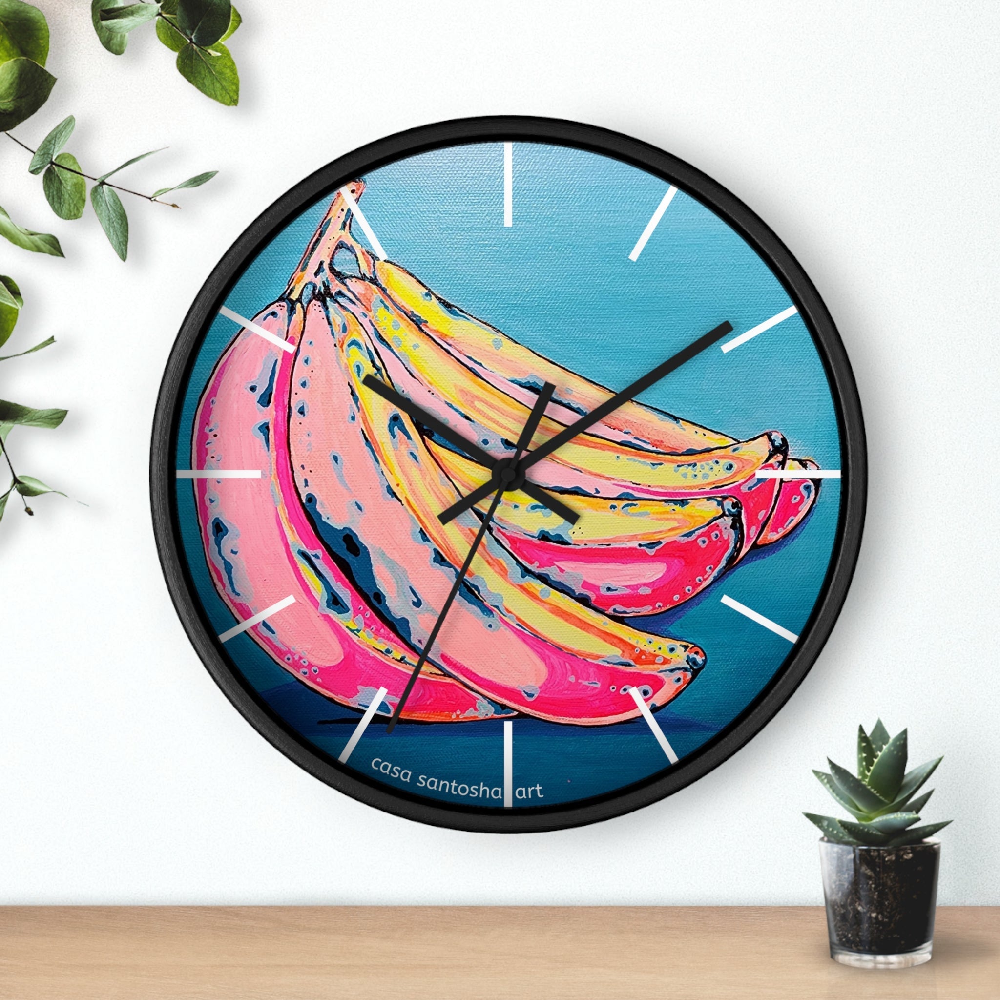 Neon Bananas Pop Art Wall Clock