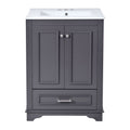 Bathroom Vanity With Ceramic Sink Combo, Modern Freestanding Storage Cabinet With Silver Handles