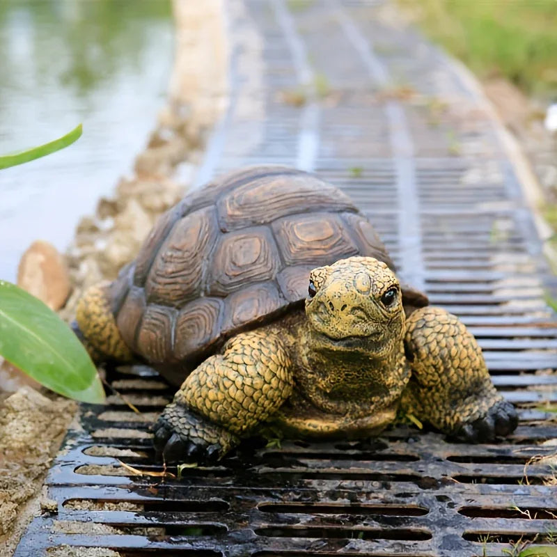 12.6 Inch Realistic Resin Turtle Garden Statue Outdoor Sculpture