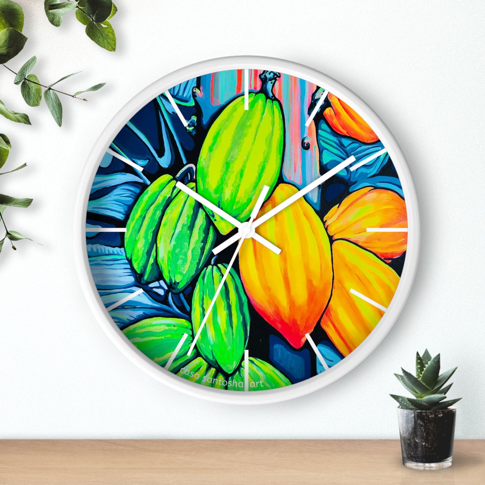 Neon Cacao Pop Art Wall Clock