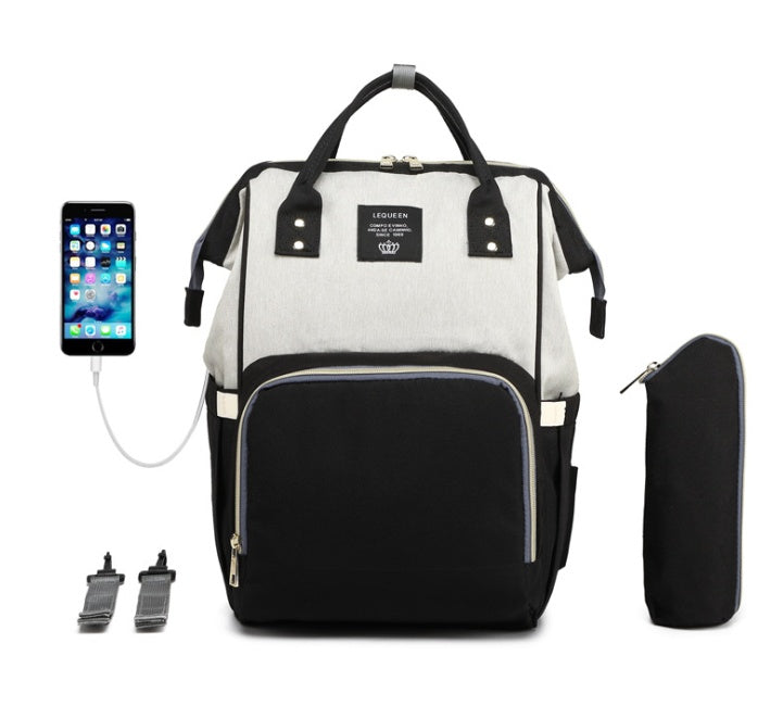 Waterproof Diaper Bag Backpack with USB Charging Port | Large Capacity Travel Nursing Bag for Moms & Dads