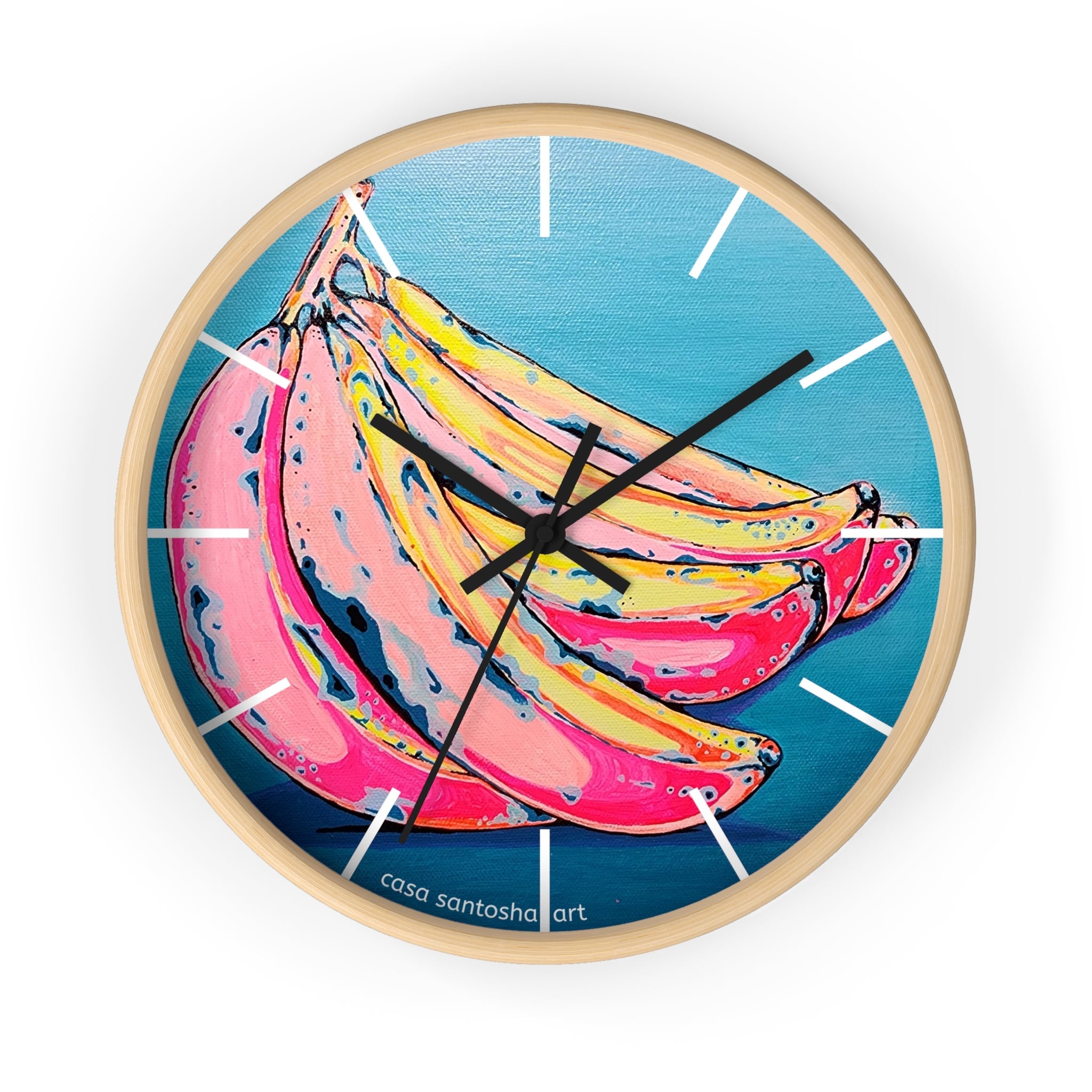 Neon Bananas Pop Art Wall Clock