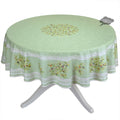 French Provencal tablecloth - Cotton, natural or acrylic-coated - 70" round - Clos des Oliviers green | Label France