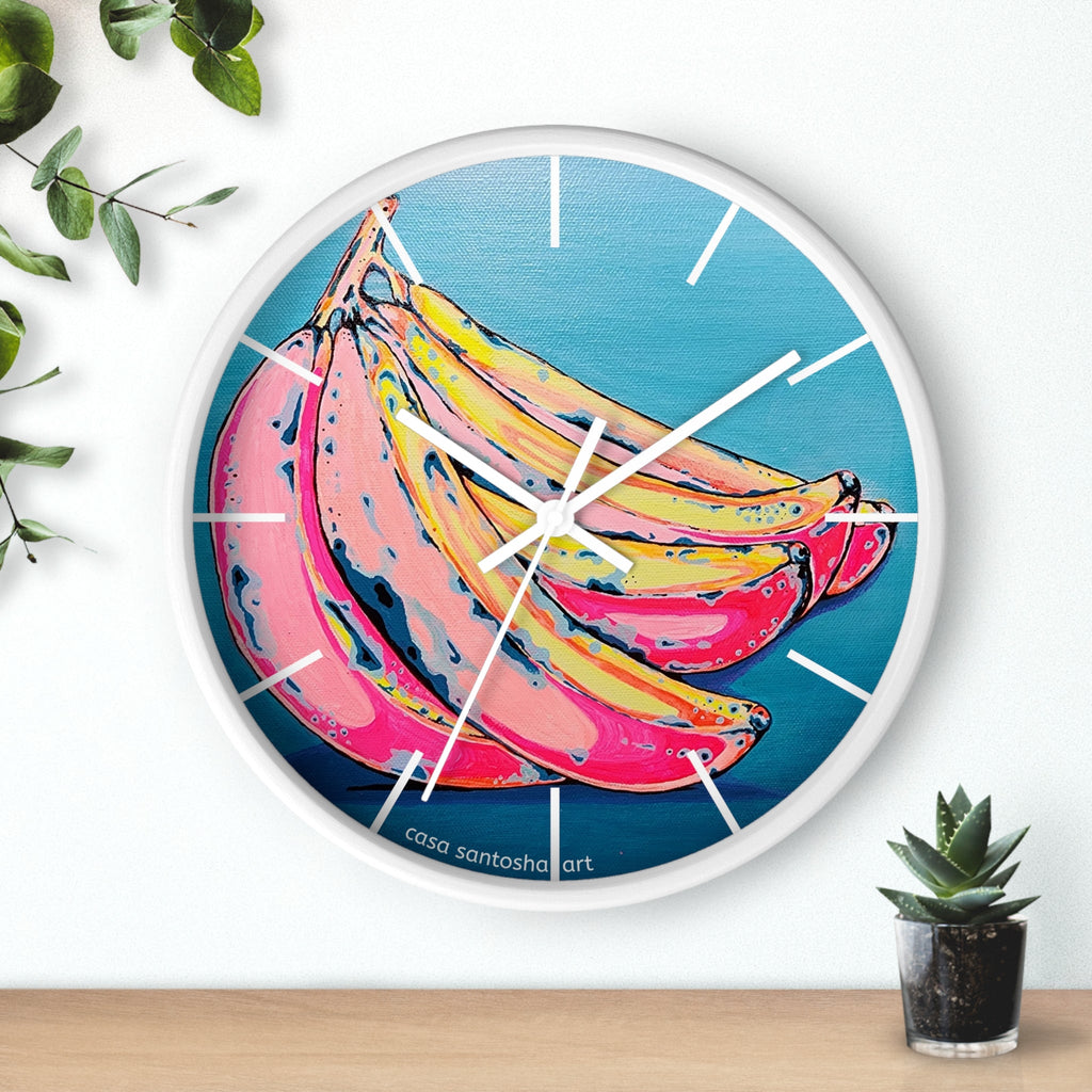 Neon Bananas Pop Art Wall Clock