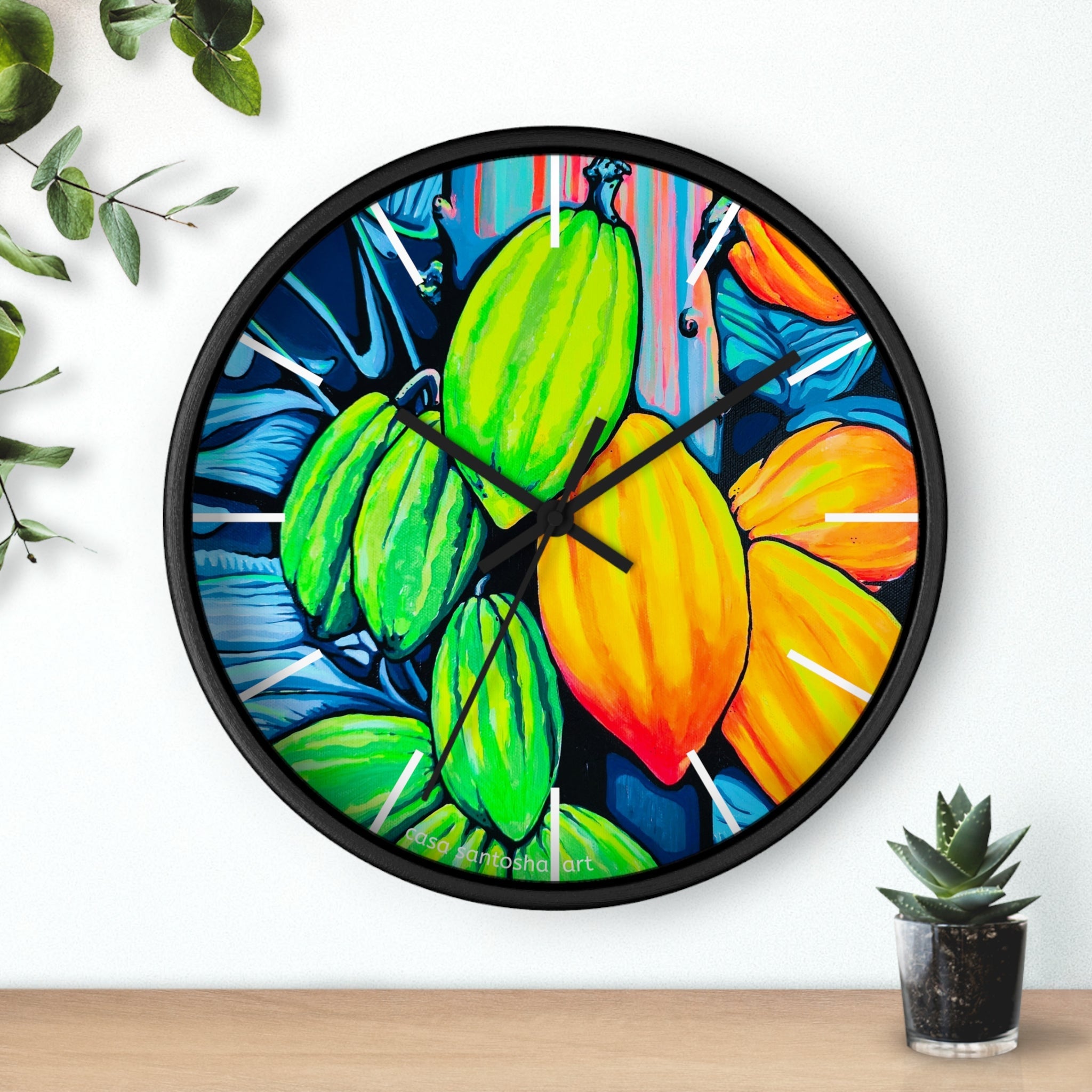 Neon Cacao Pop Art Wall Clock