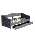 Full Size Bed Frame, Upholstered Cloud Bed Frame With Headboard, 2 Storage Drawers And 2 USB Charging Design, No Box Spring Needed - Gray