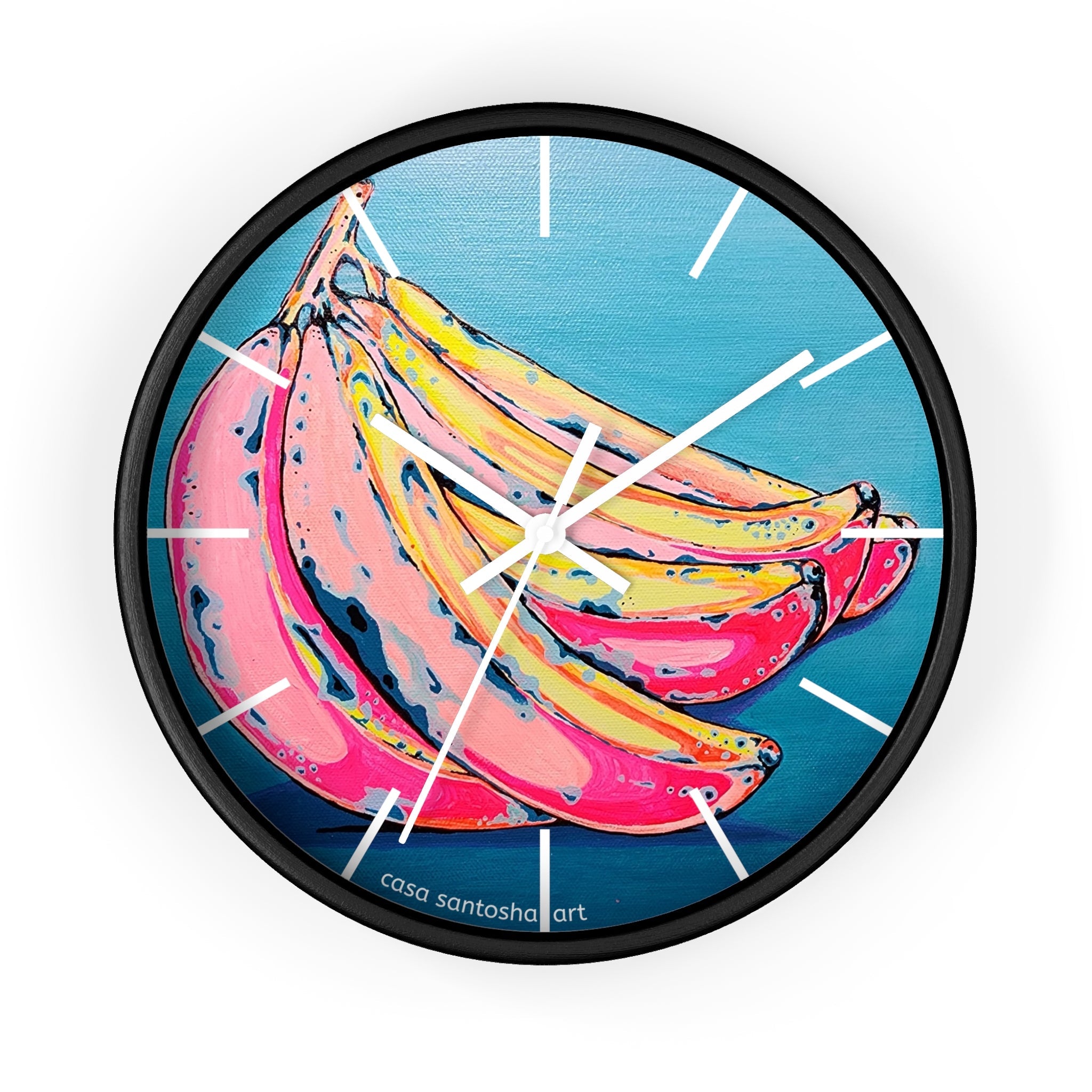 Neon Bananas Pop Art Wall Clock