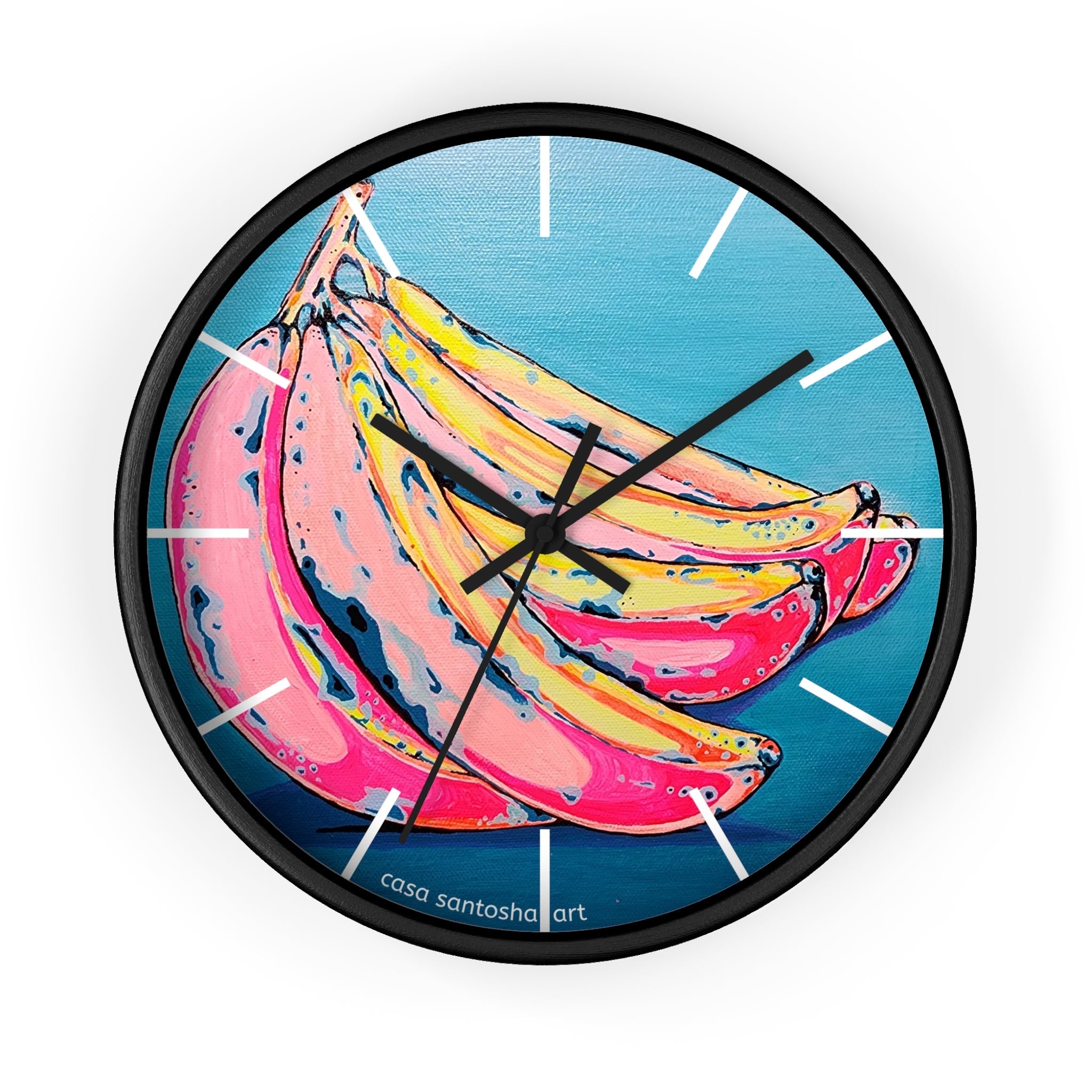 Neon Bananas Pop Art Wall Clock