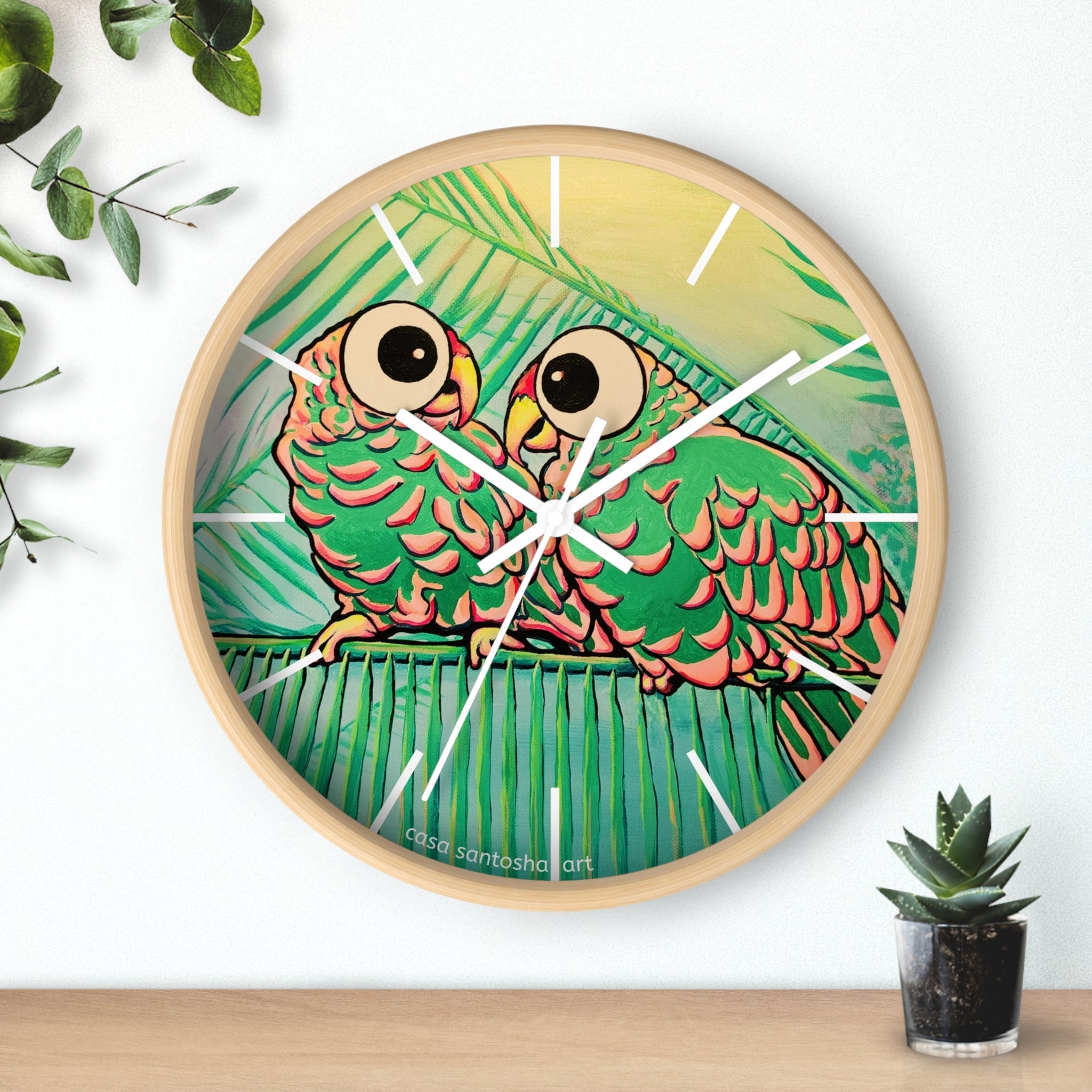 Chatty Cyclops Parrots Pop Art Wall Clock
