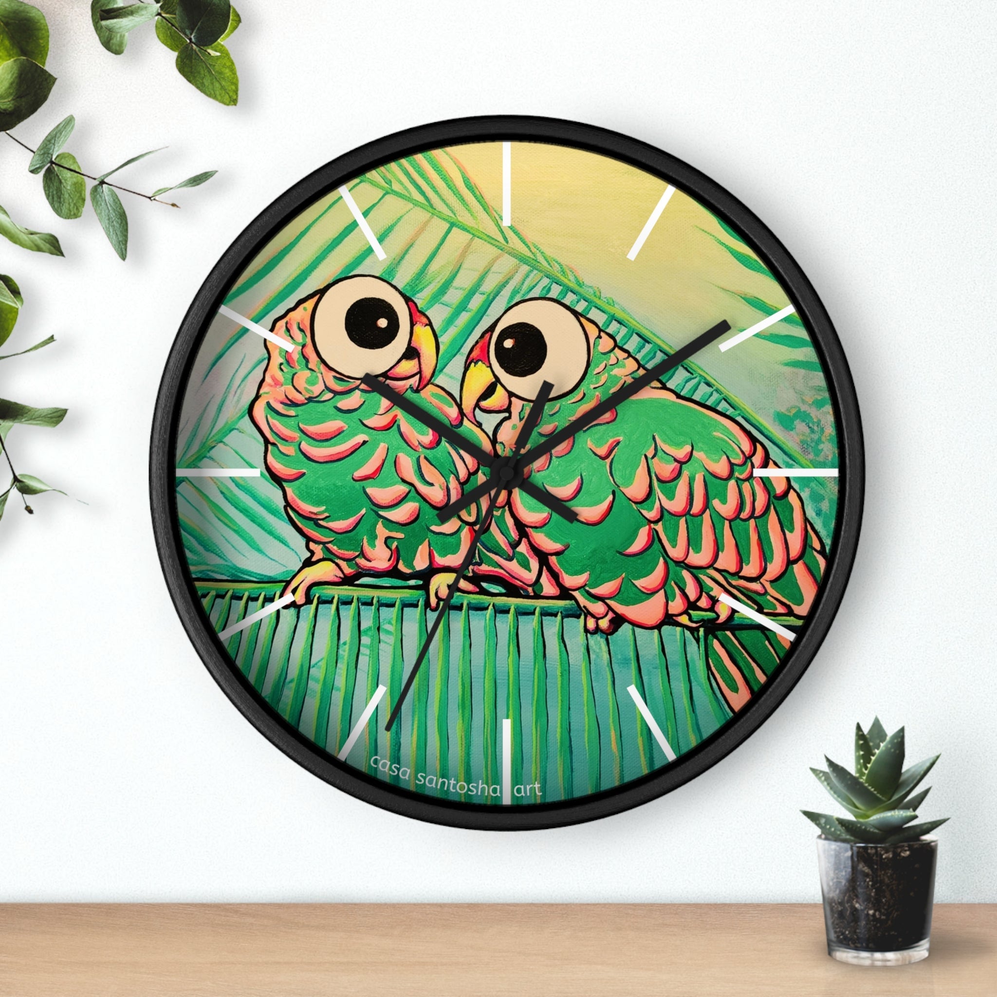 Chatty Cyclops Parrots Pop Art Wall Clock