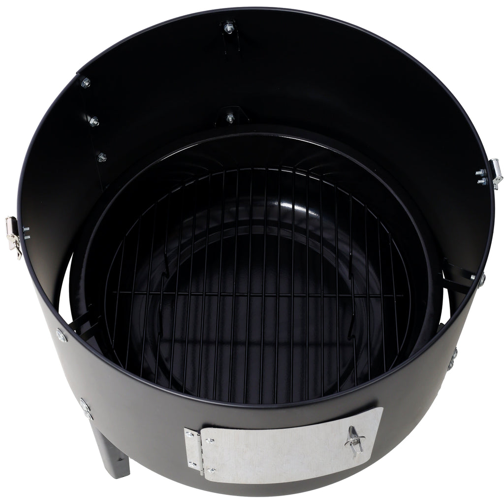 17 Inch Steel Charcoal Smoker Heavy Duty Round BBQ Grill Black