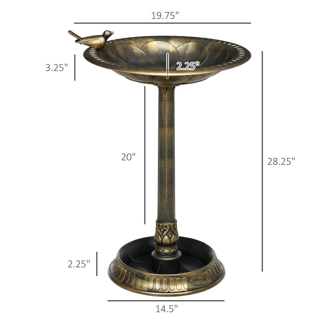 Outsunny 28" Antique Bird Bath with Pedestal Flower Planter