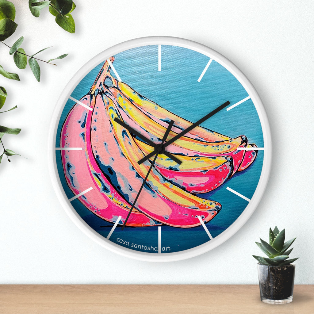 Neon Bananas Pop Art Wall Clock