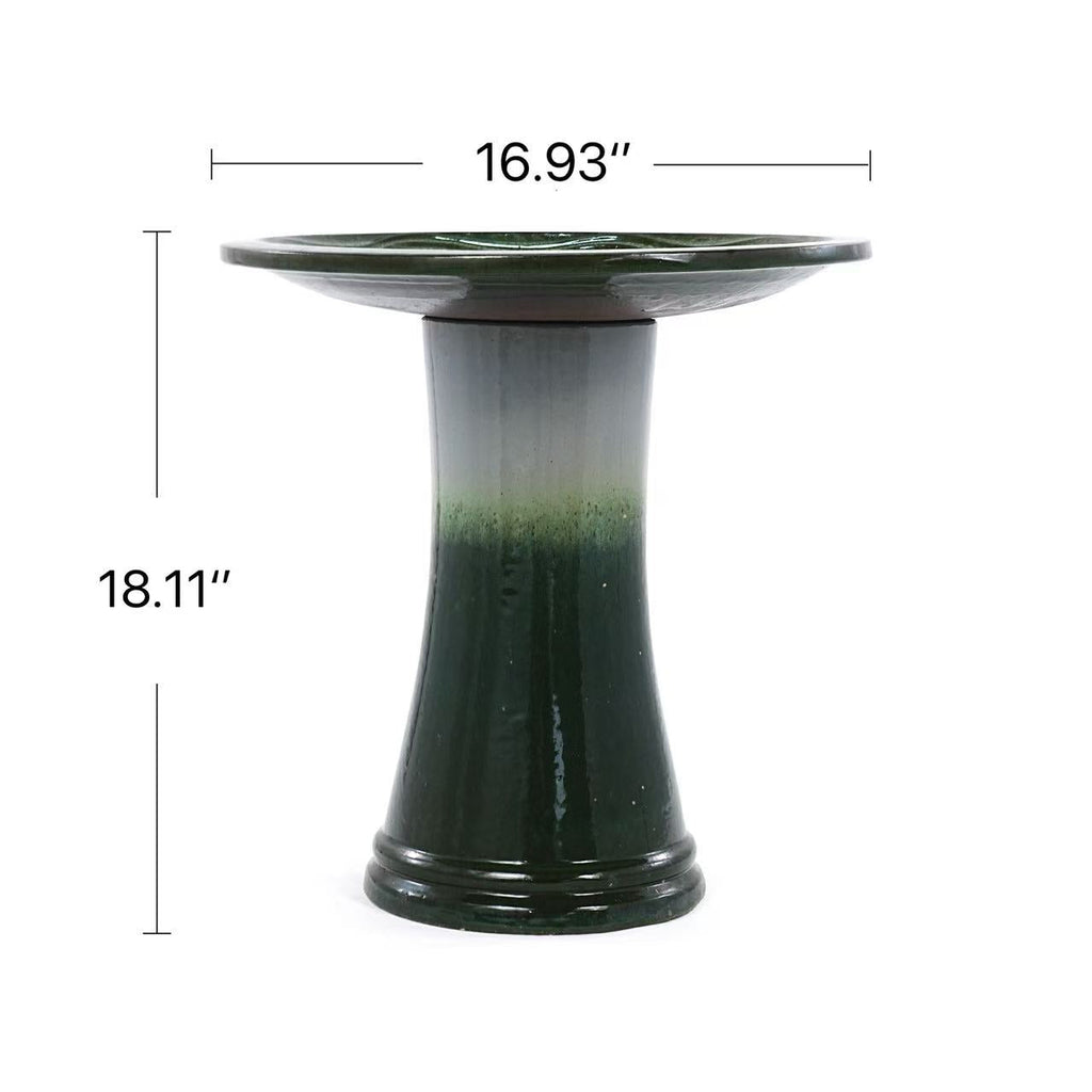 17" Ceramic Bird Bath for Outside, Elegant Tall Outdoor Bird Bath