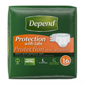 Depend Fresh Protection Incontinence Briefs with Tabs, Maximum Absorbency, Large – 16 Count