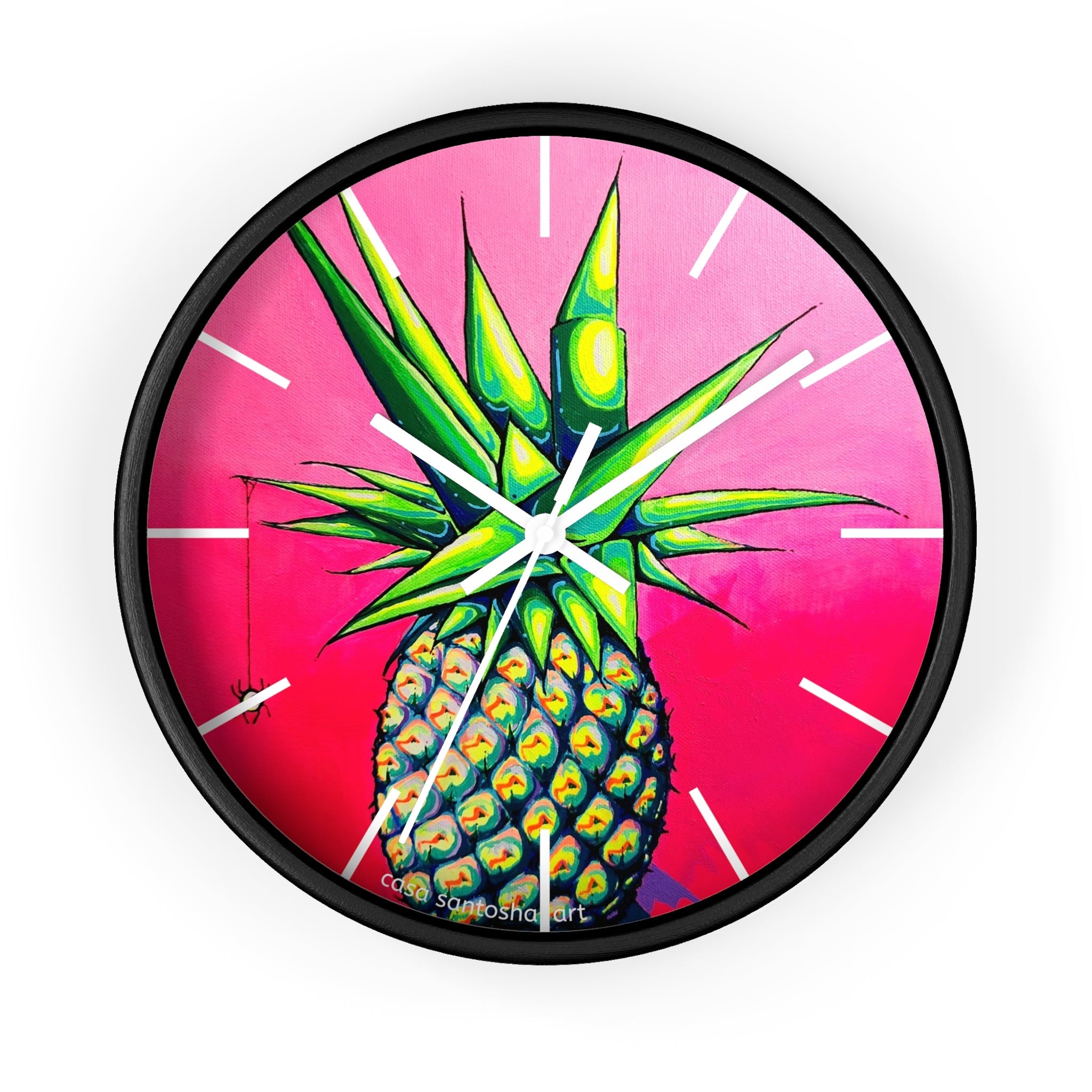 Neon Pineapple Pop Art Wall Clock
