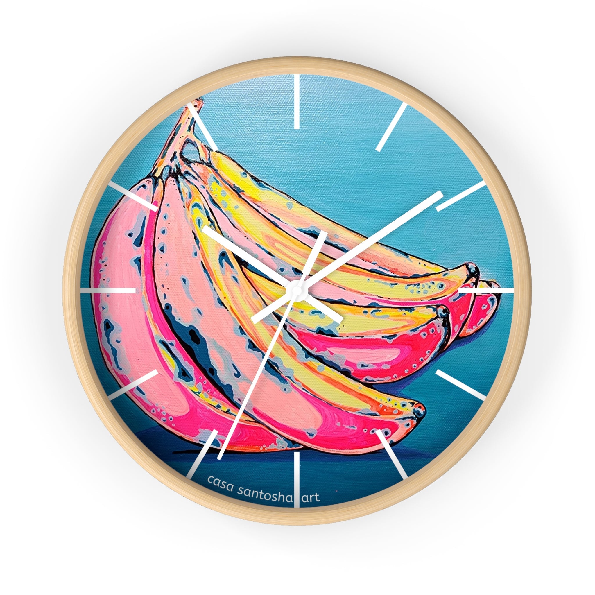 Neon Bananas Pop Art Wall Clock