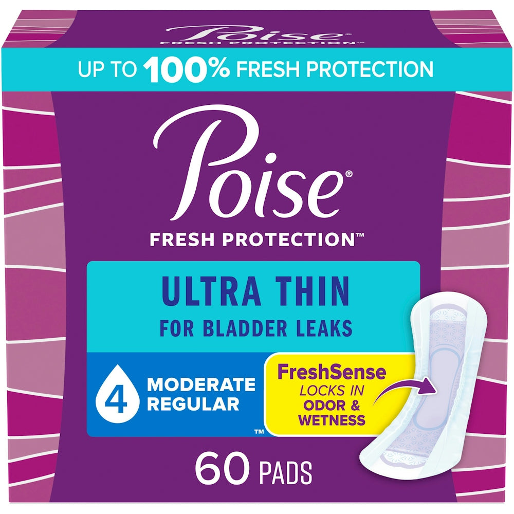 Poise Ultra Thin Postpartum Incontinence Pads, Moderate Absorbency, Regular Length