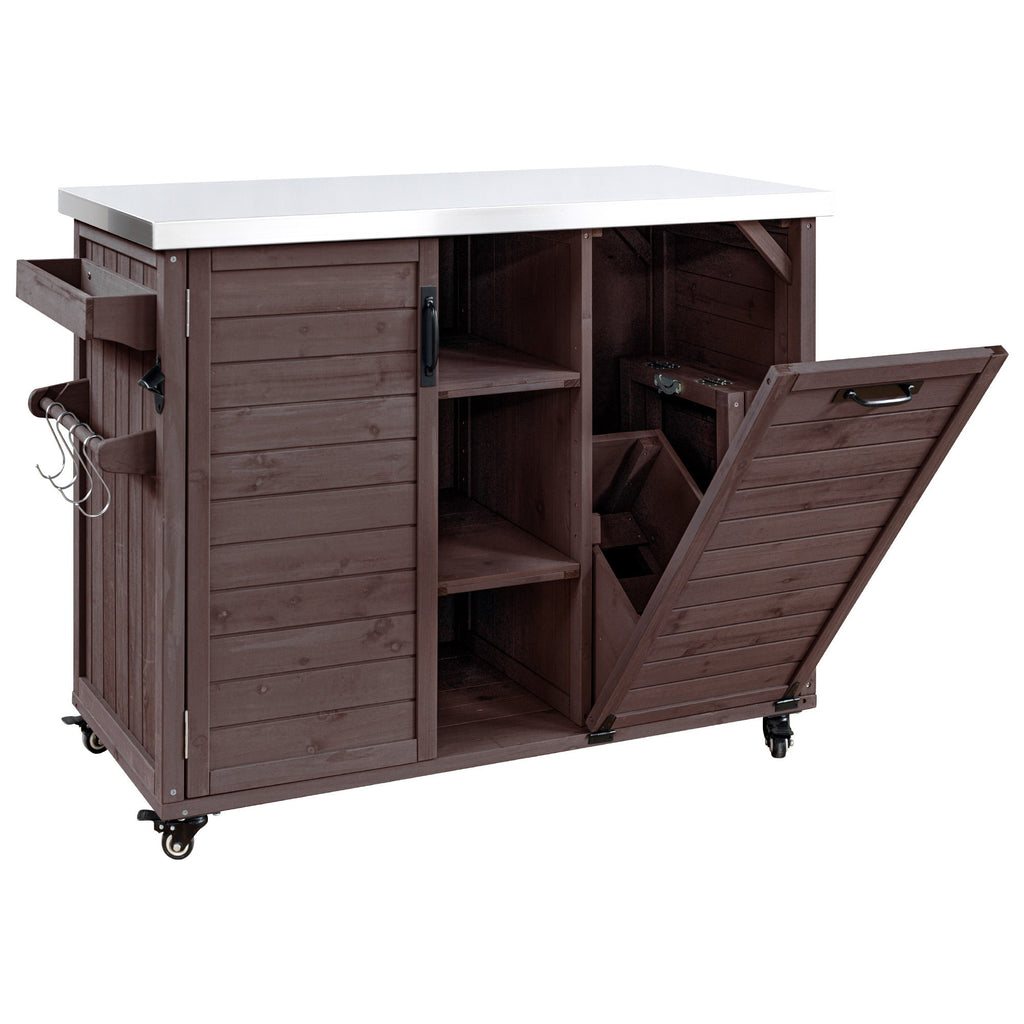K&K 78.3' Outdoor Kitchen Island with Foldable Grill Table