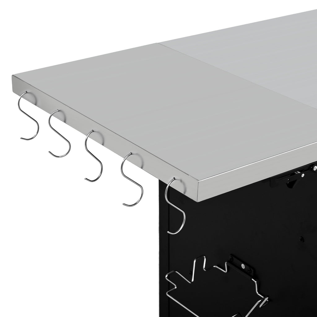 K&K 76.6' Outdoor Grill Cart with Storage Cabinet