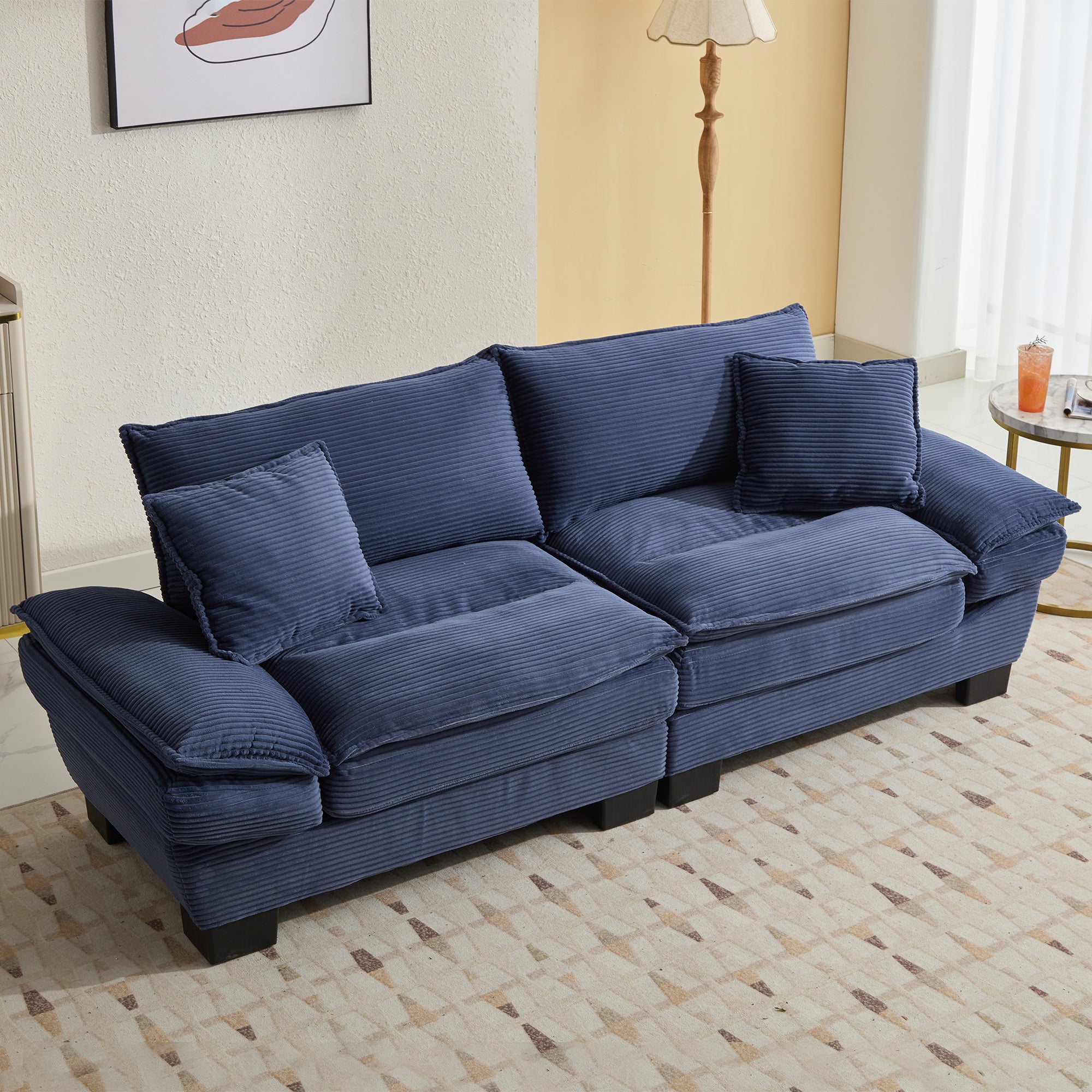 Corduroy Sofa  Couch Loveseat Sofa with Pillows