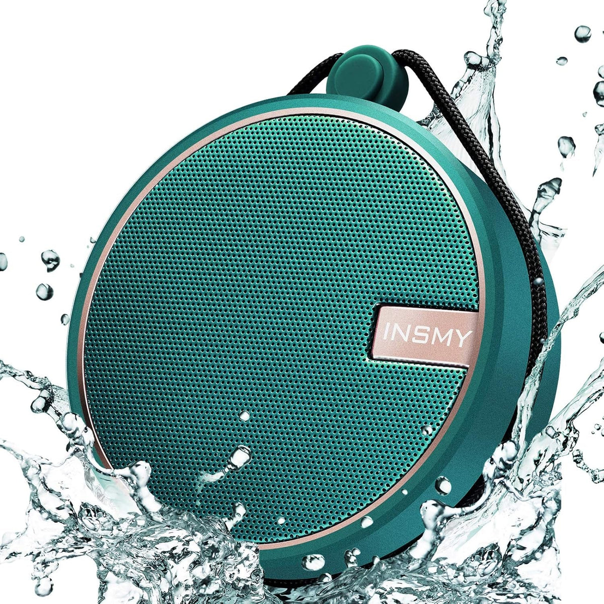 INSMY C12 IPX7 Waterproof Shower Bluetooth Speaker, Portable Small Speaker, Speakers Bluetooth Wireless Loud Clear Sound Support TF Card Suction Cup for Kayak Canoe Beach Gift (Black)