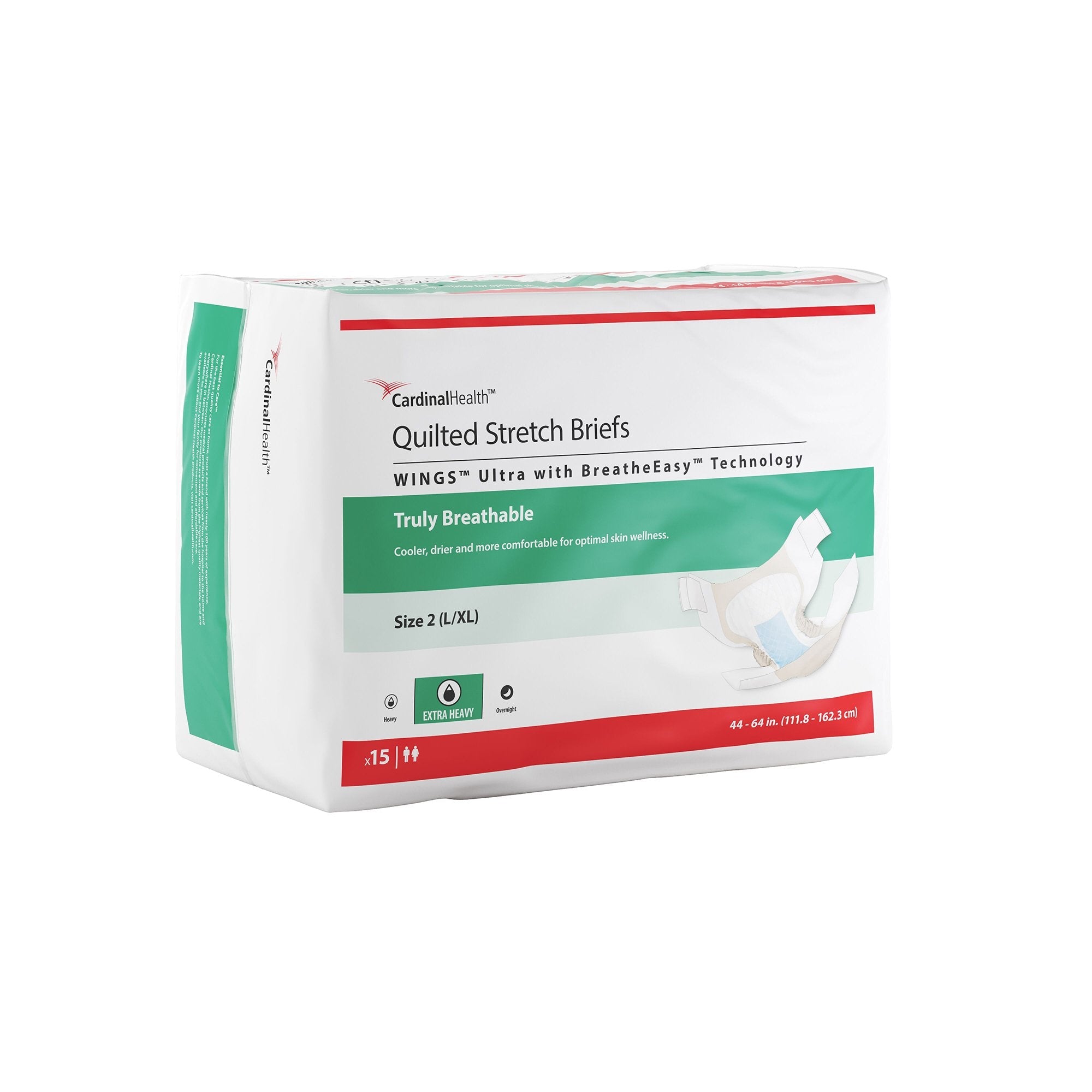 Incontinence Brief Wings™ Ultra Size 2 Unisex Disposable Heavy Absorbency 77064