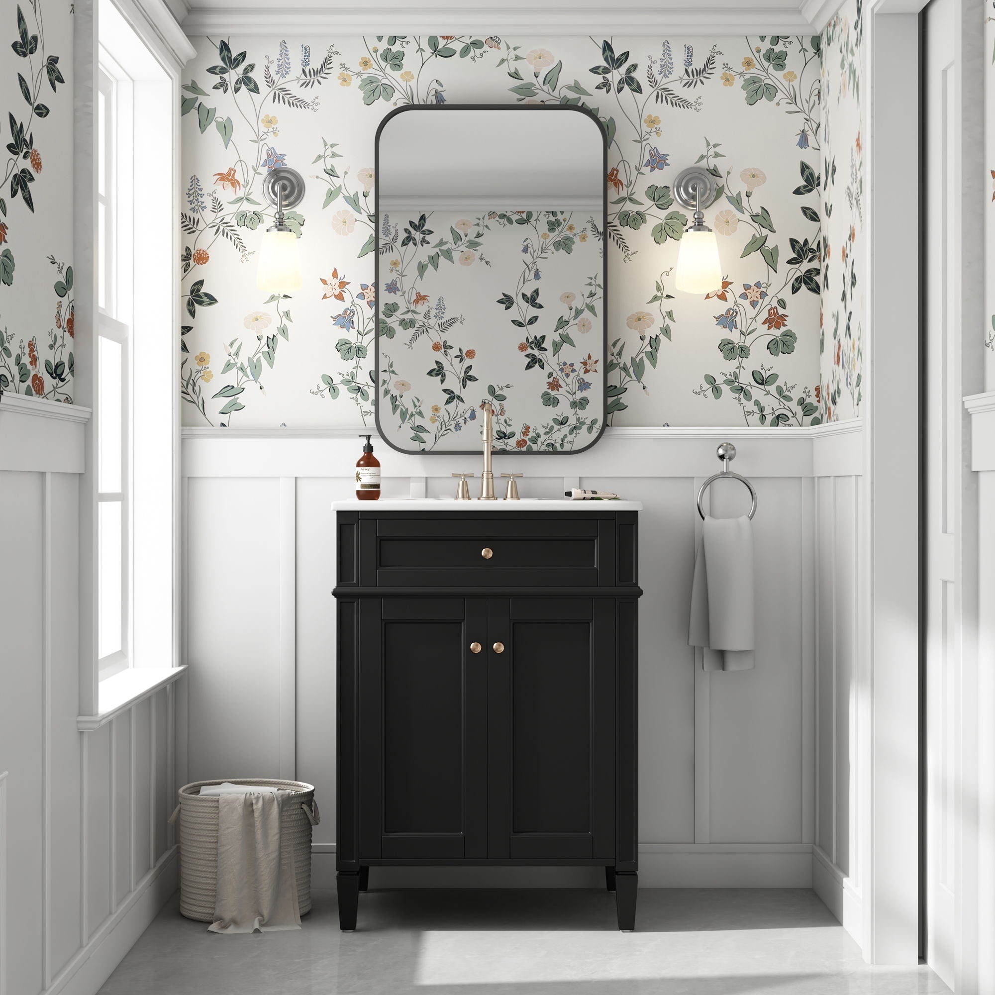 Bathroom Vanity With 2 Doors And Tip Out Drawer, Soft Closing Hinges