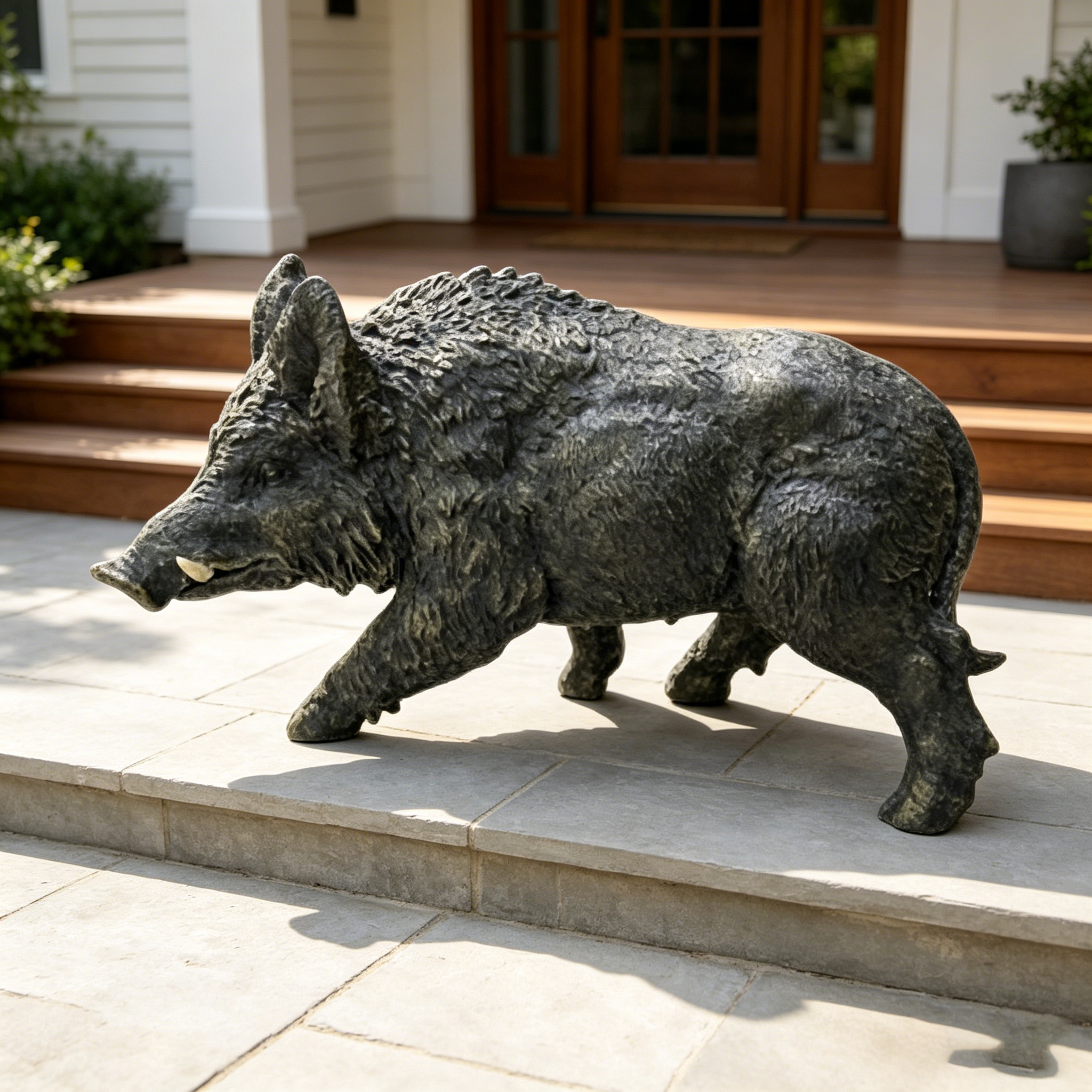 12.20' H x 21.26' L Resin Wild Boar Garden Statue
