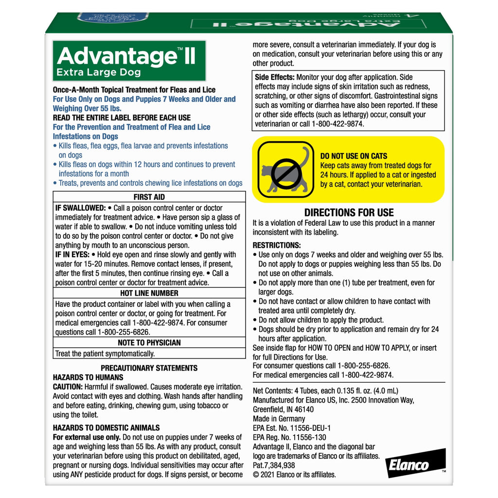 Flea Prevention for XL Dogs 55 Lbs+, 4-Monthly Treatments