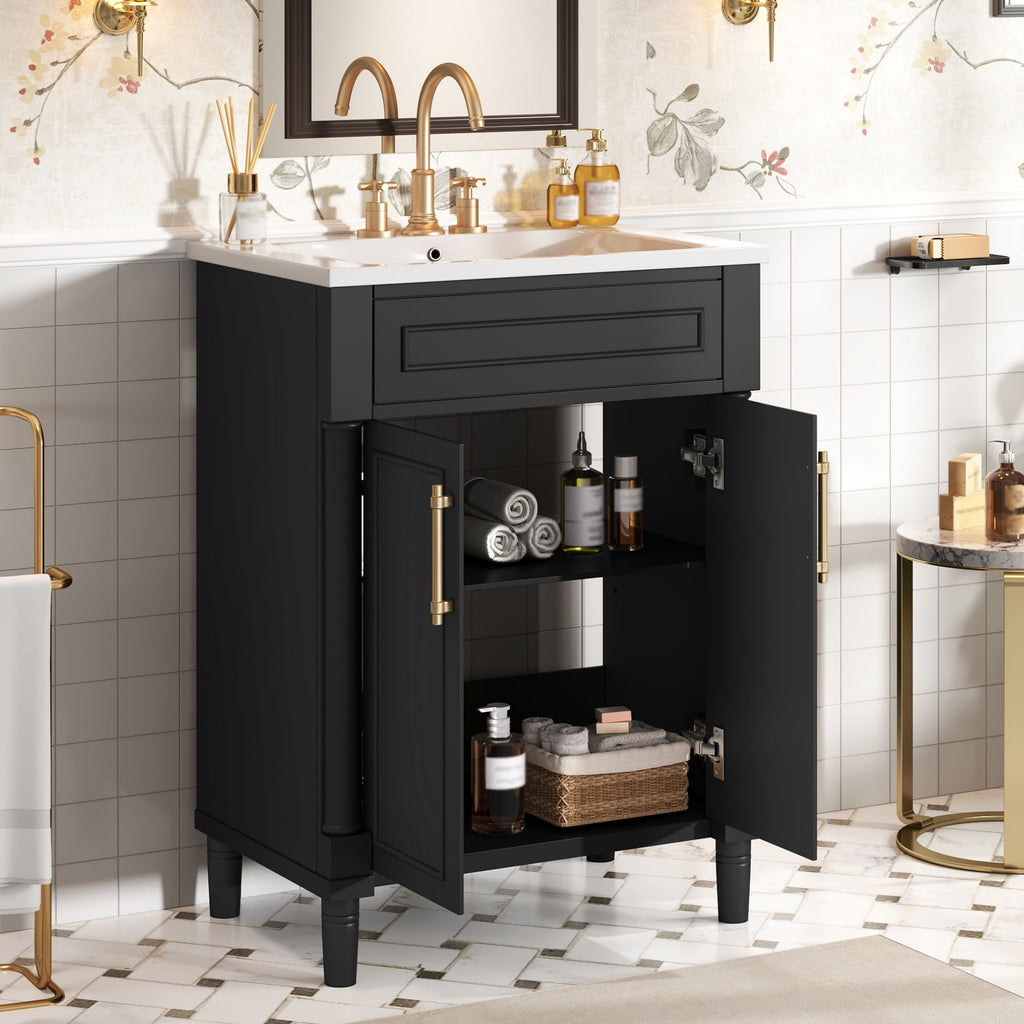 Bathroom Vanity With Integrated Sink and 2 Door Cabinet